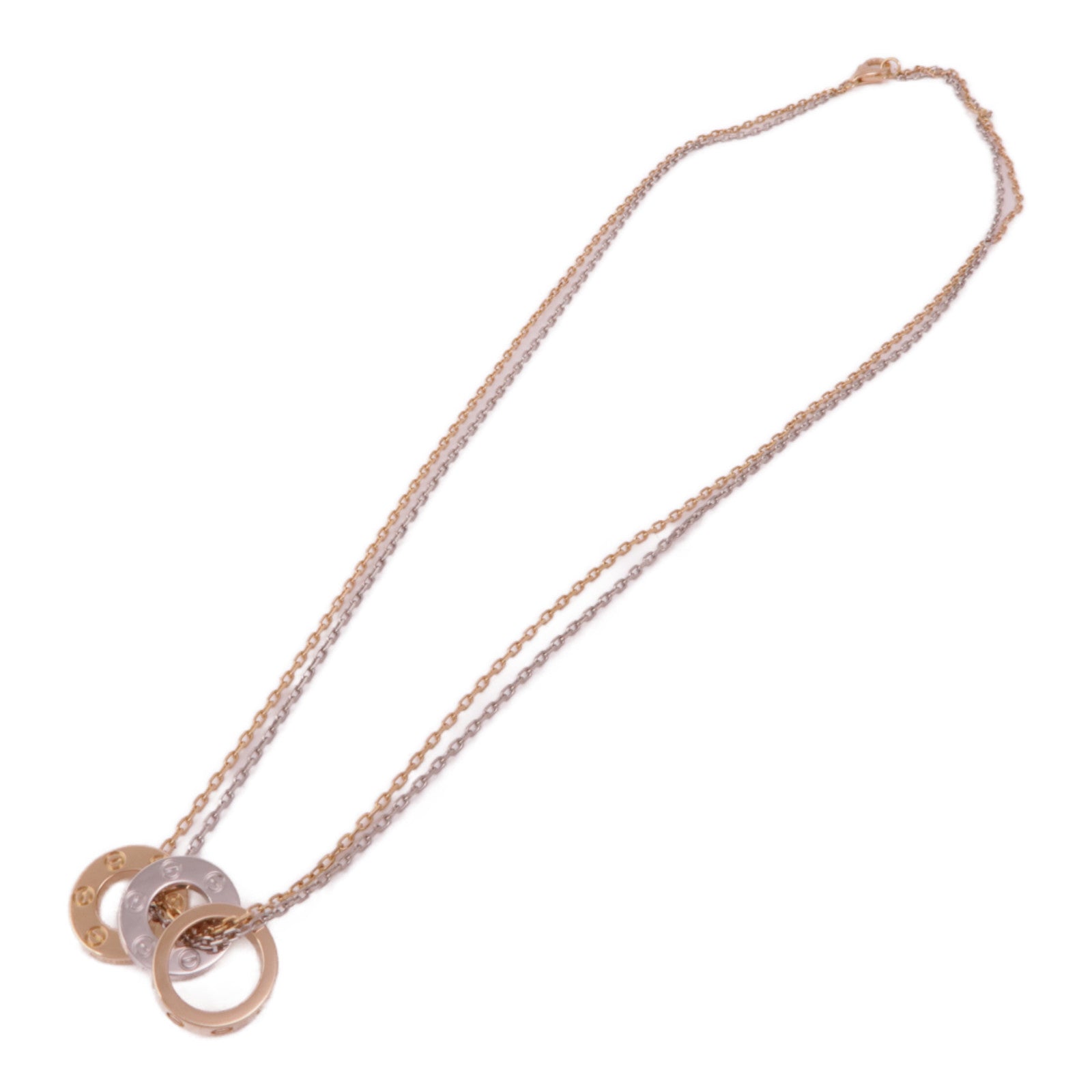 CARTIER Love Necklace 6 Diamonds B7219700 18K White Pink Gold Diamond