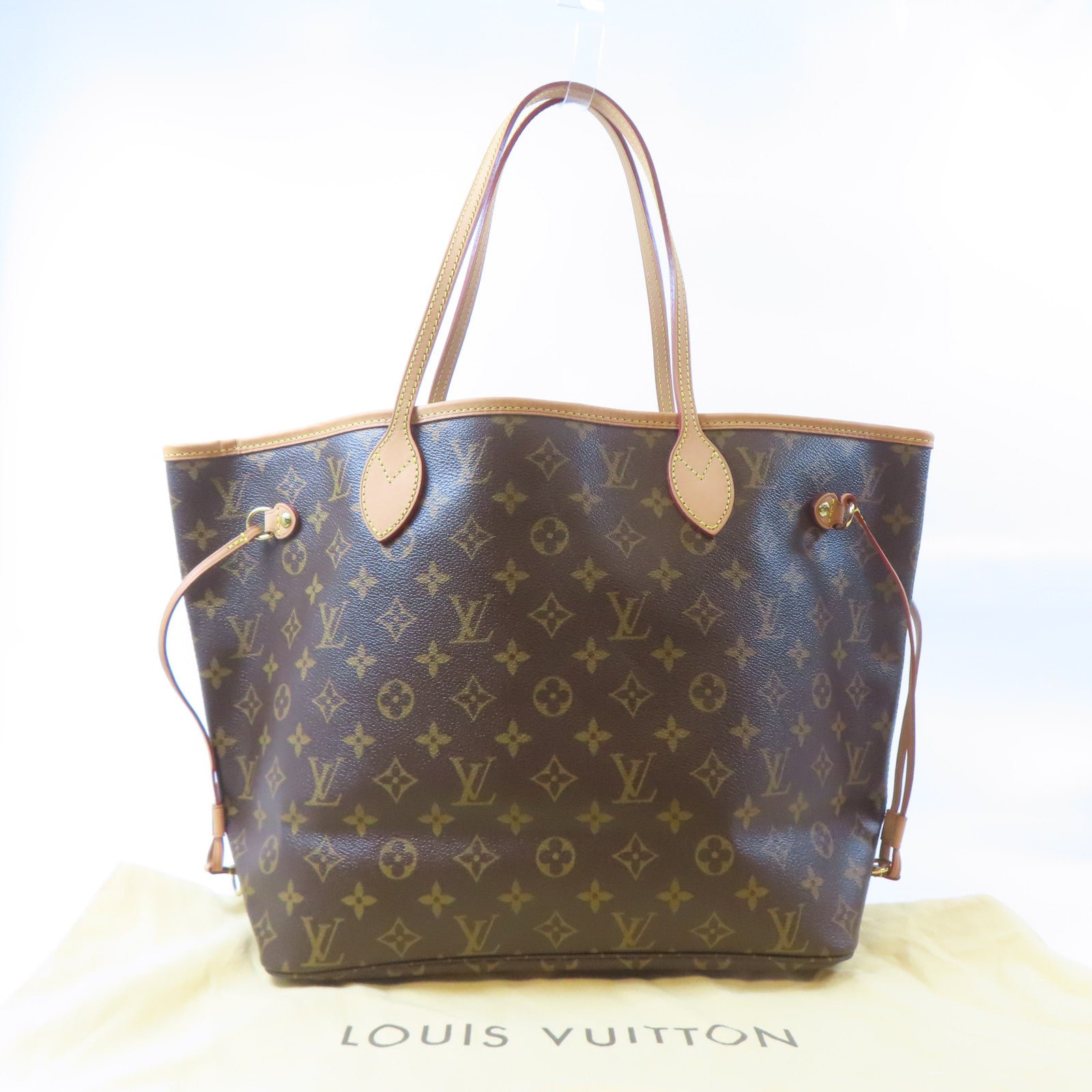 LOUIS VUITTON Monogram Neverfull MM金扣肩背袋啡色