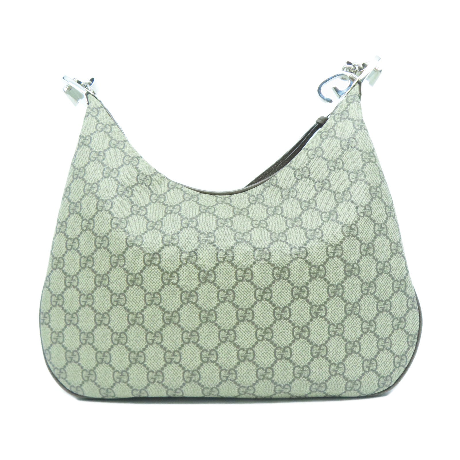 GUCCI 【激減優惠】塗層帆布2Way Shoulder銀扣手挽肩背兩用袋啡色