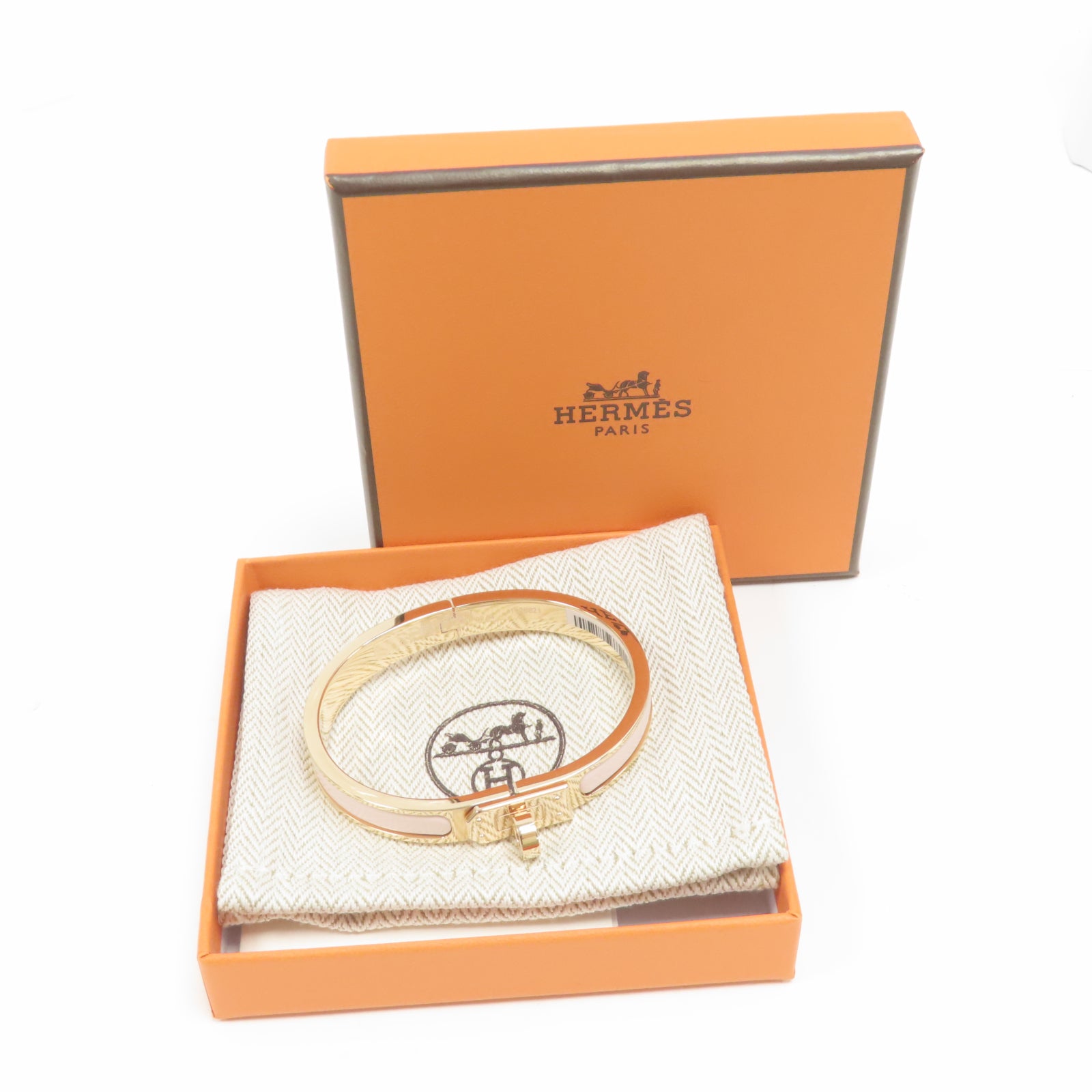 HERMES 金屬Mini Clic Kelly Bracelet手鐲Rose Sakura 櫻花粉