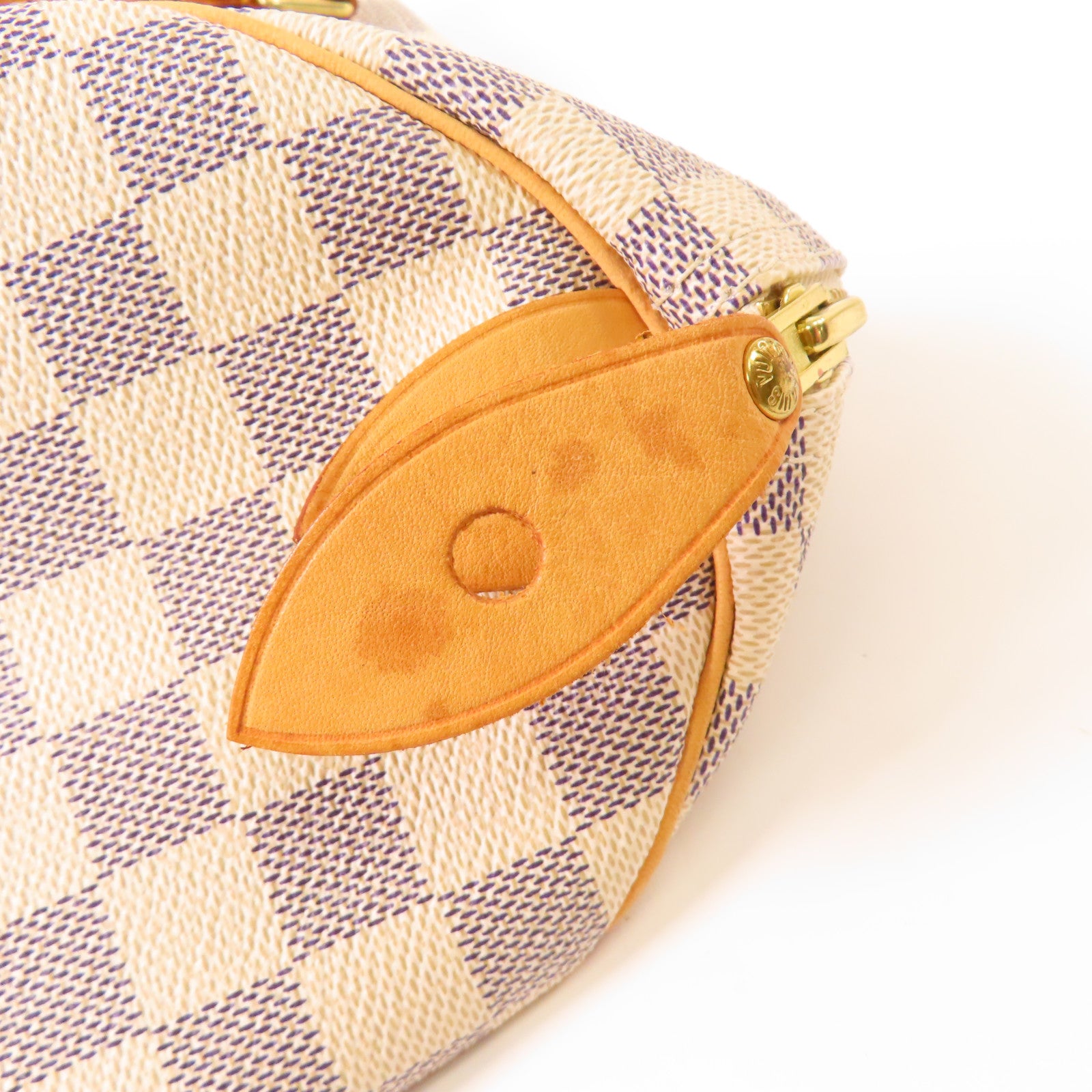 LOUIS VUITTON Damier Azur Speedy 30金扣手挽袋白色