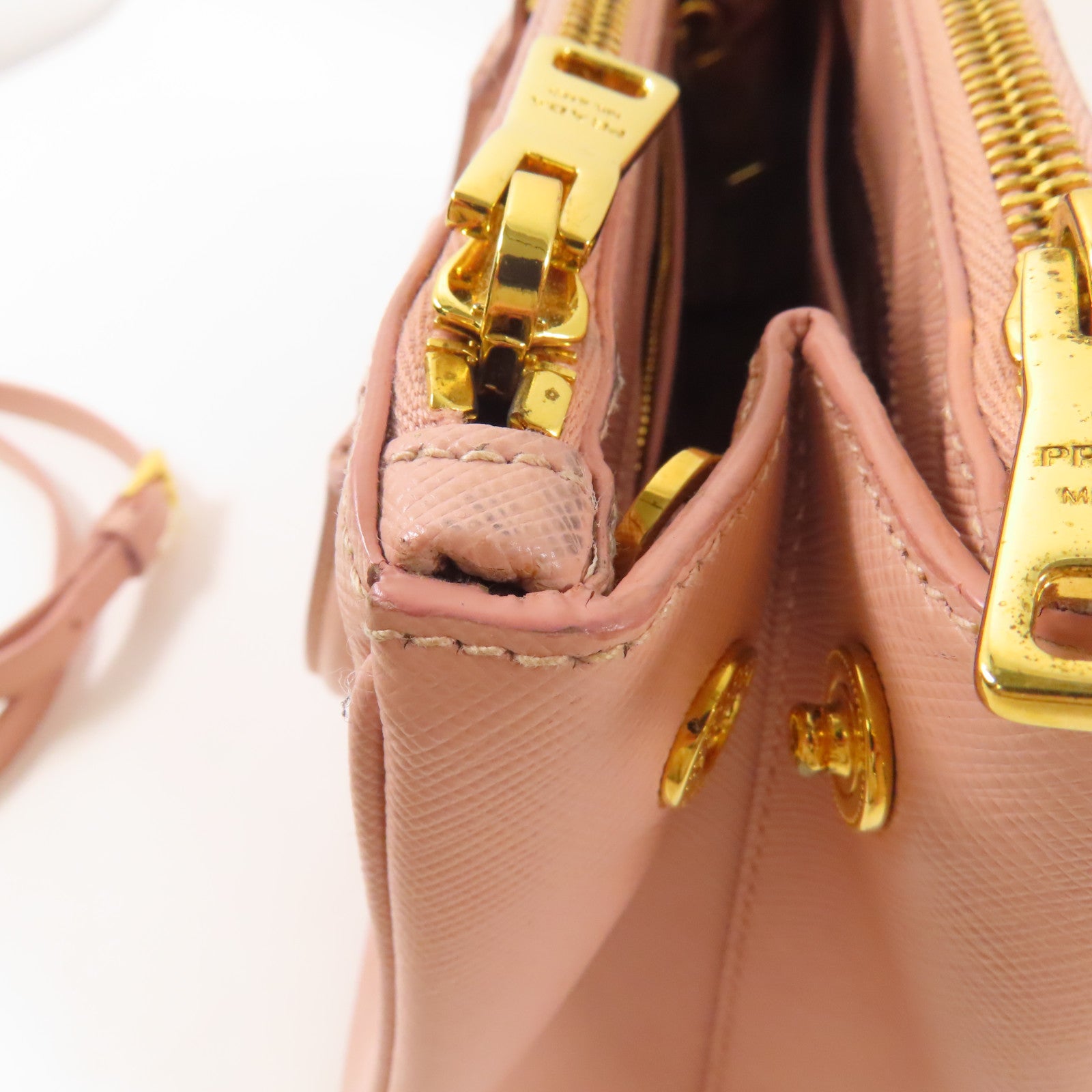 PRADA 牛皮皮革2 way Shoulder金扣手挽肩背兩用袋