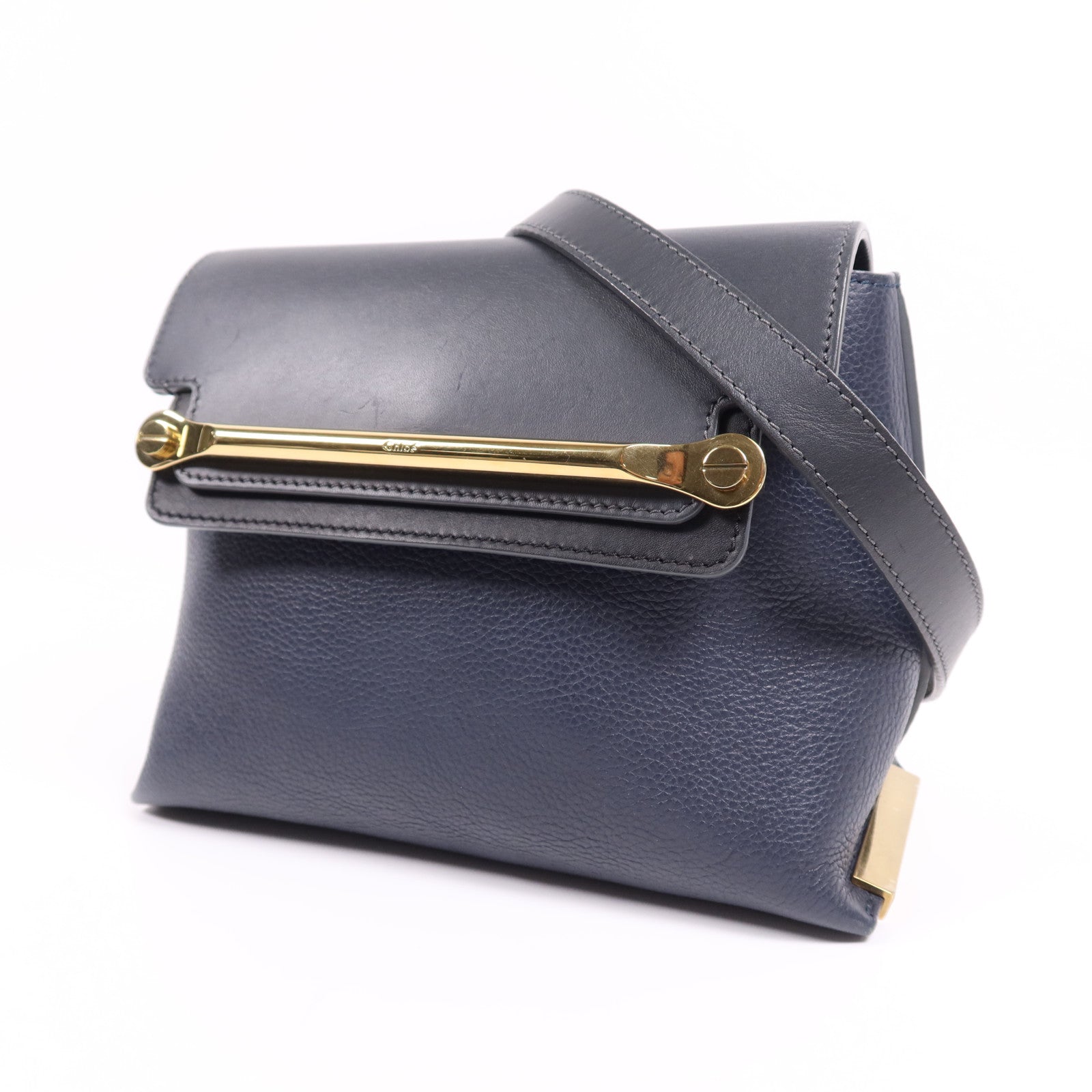 Chloe 牛皮皮革Clare金扣肩背袋