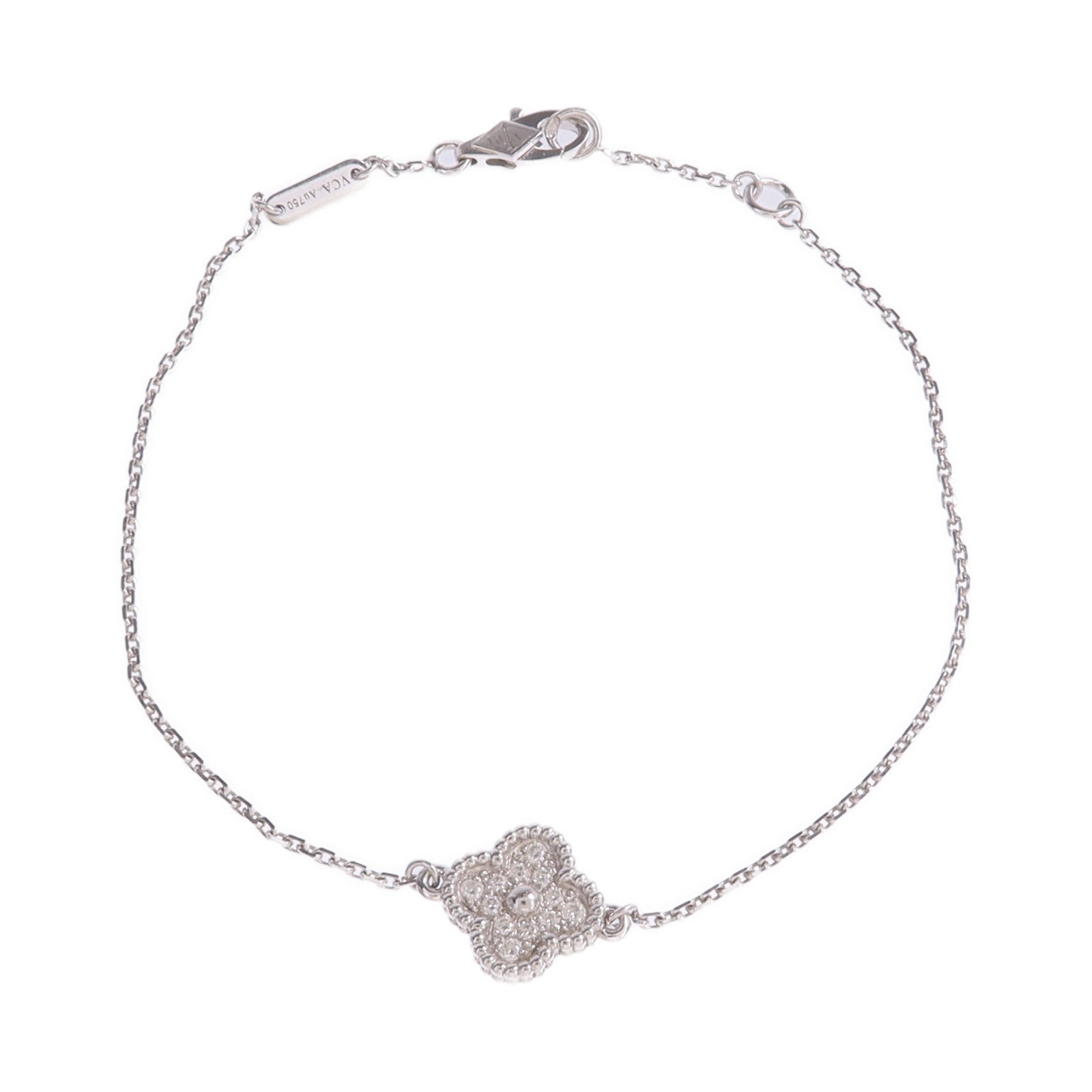 Van Cleef & Arpels 18K白金Sweet Alhambra Diamond Bracelet鑽石手鏈