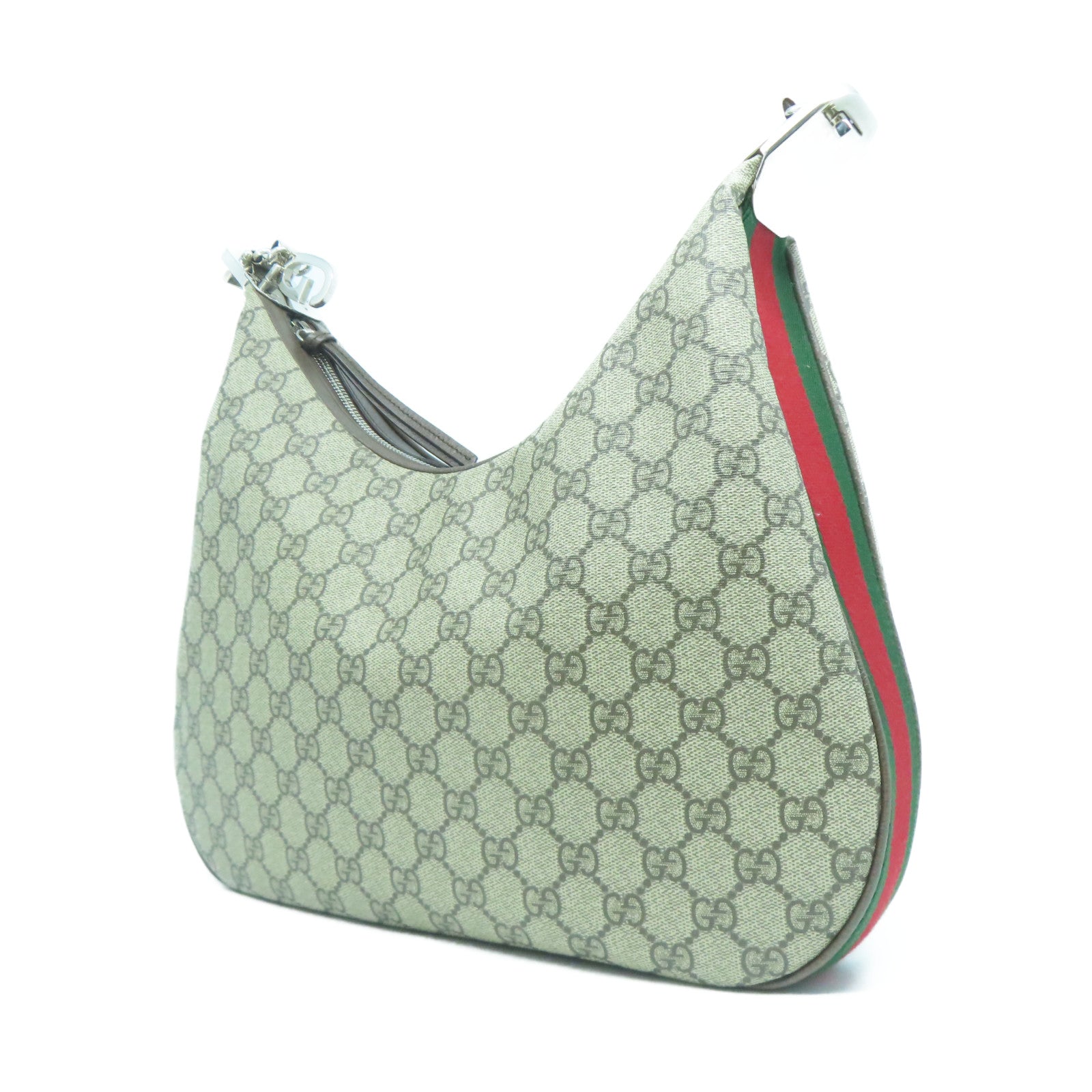 GUCCI 【激減優惠】塗層帆布2Way Shoulder銀扣手挽肩背兩用袋啡色