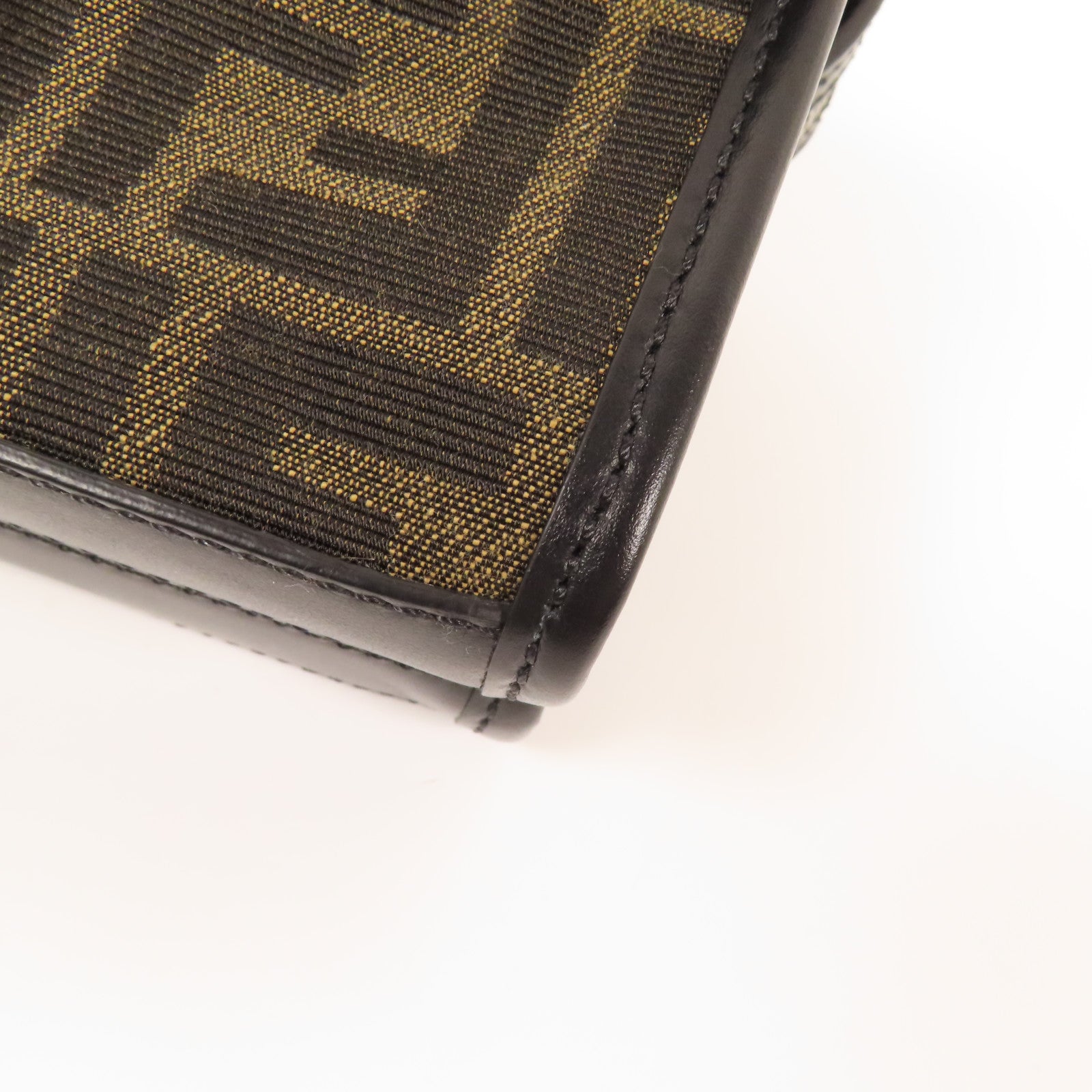 FENDI 帆布Double Baguette銀扣肩背袋棕色