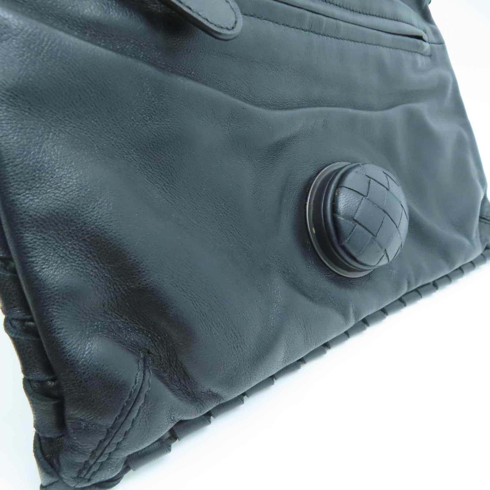 BOTTEGA VENETA Textured Leather Clutch Bag Black