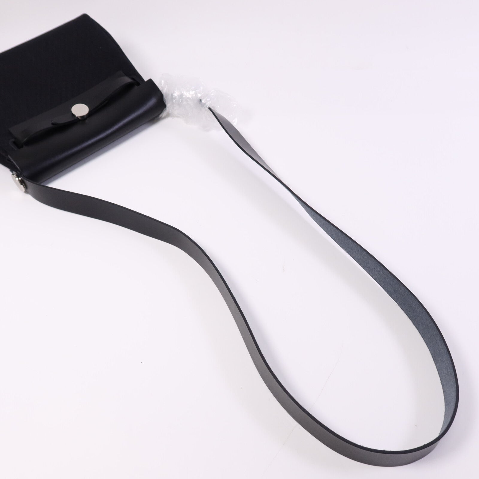 HERMES 帆布Mini Herbag銀扣肩背袋Noir