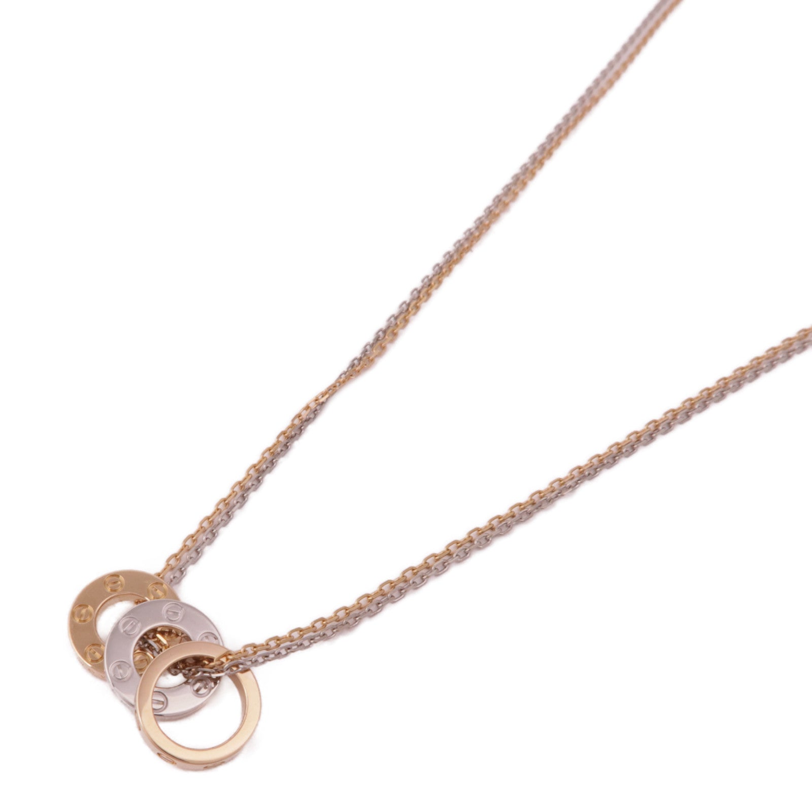 CARTIER Love Necklace 6 Diamonds B7219700 18K White Pink Gold Diamond