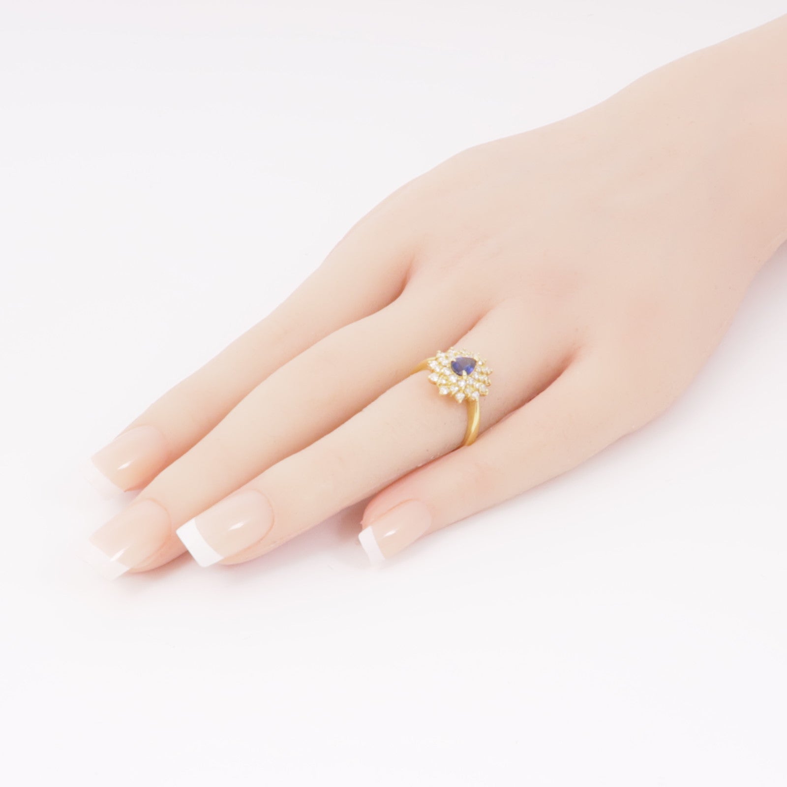 JEWELRY 【激減優惠】18K黃金Sapphire Diamond Ring藍寶石/鑽石戒指US#6