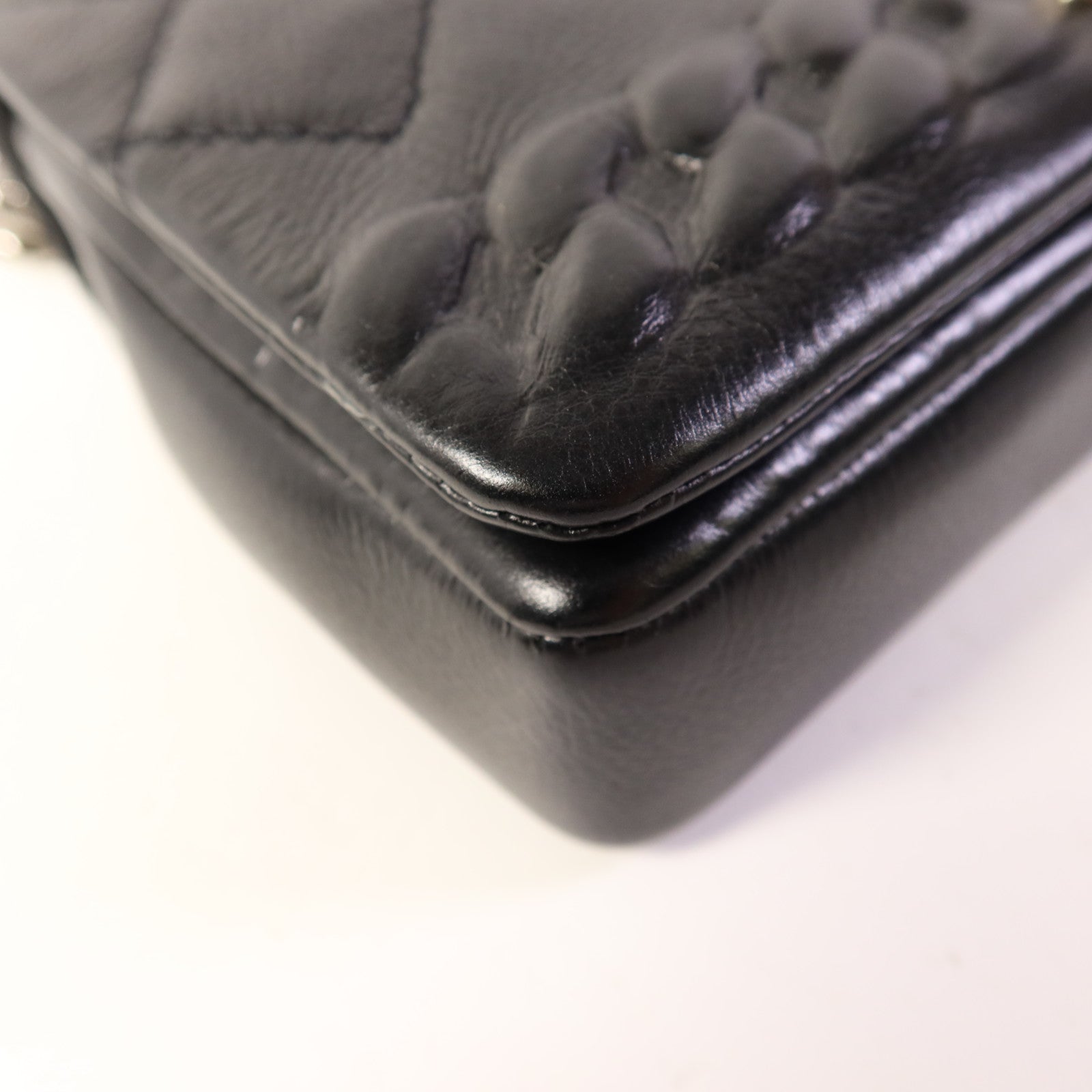 CHANEL 牛皮皮革Chain Shoulder銀扣鏈帶肩背袋