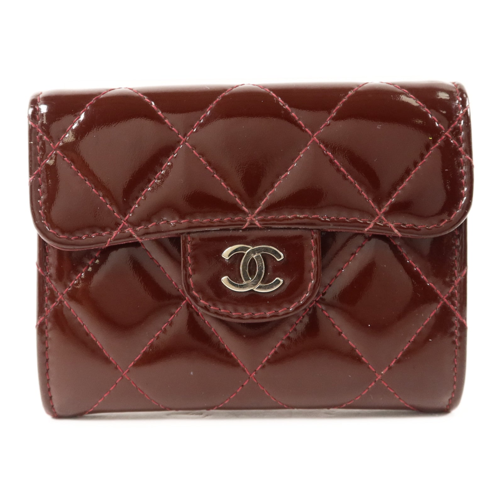 CHANEL 漆皮皮革Card Case銀扣卡片套