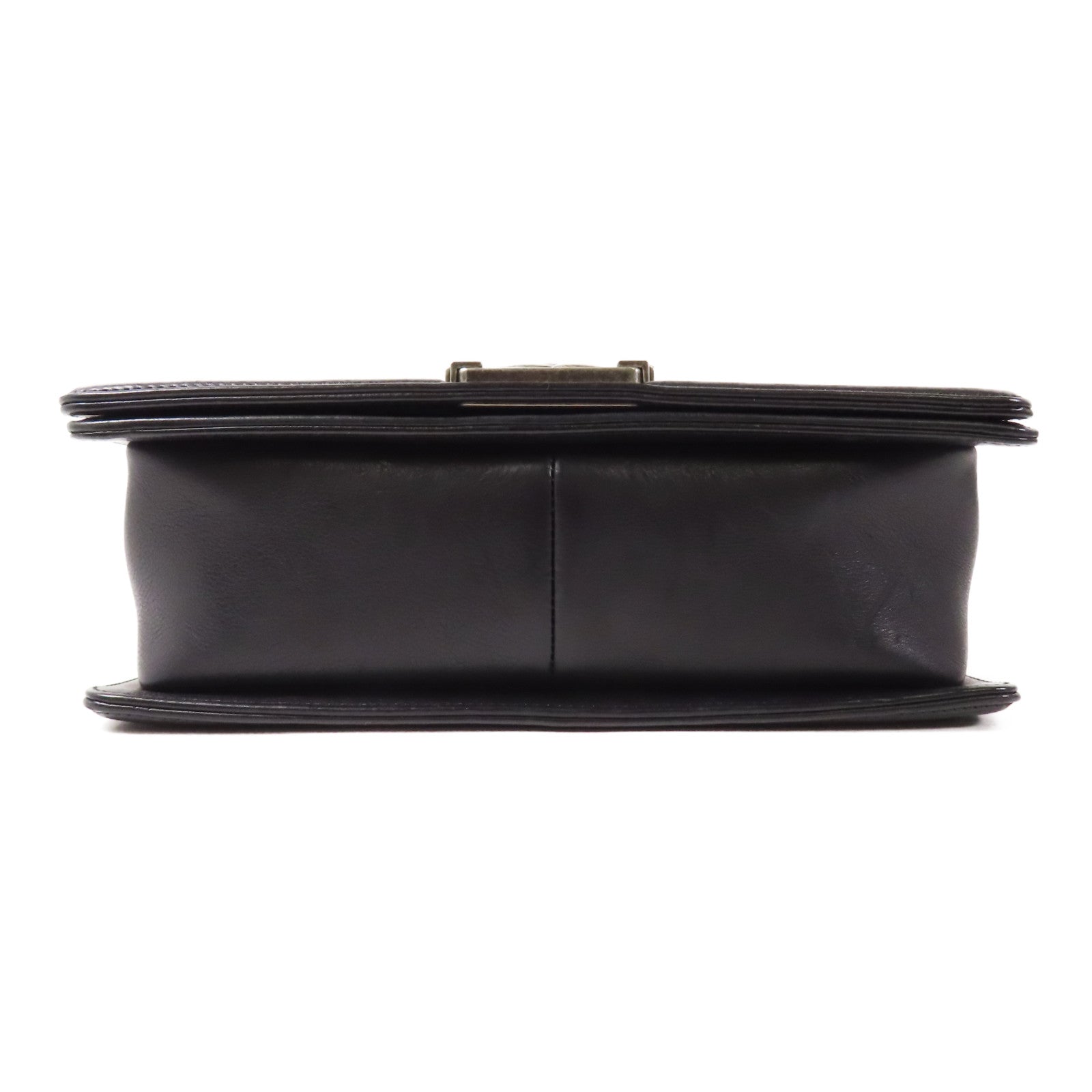 CHANEL CC Boy 25 Chain Shoulder Bag Calfskin Leather Black