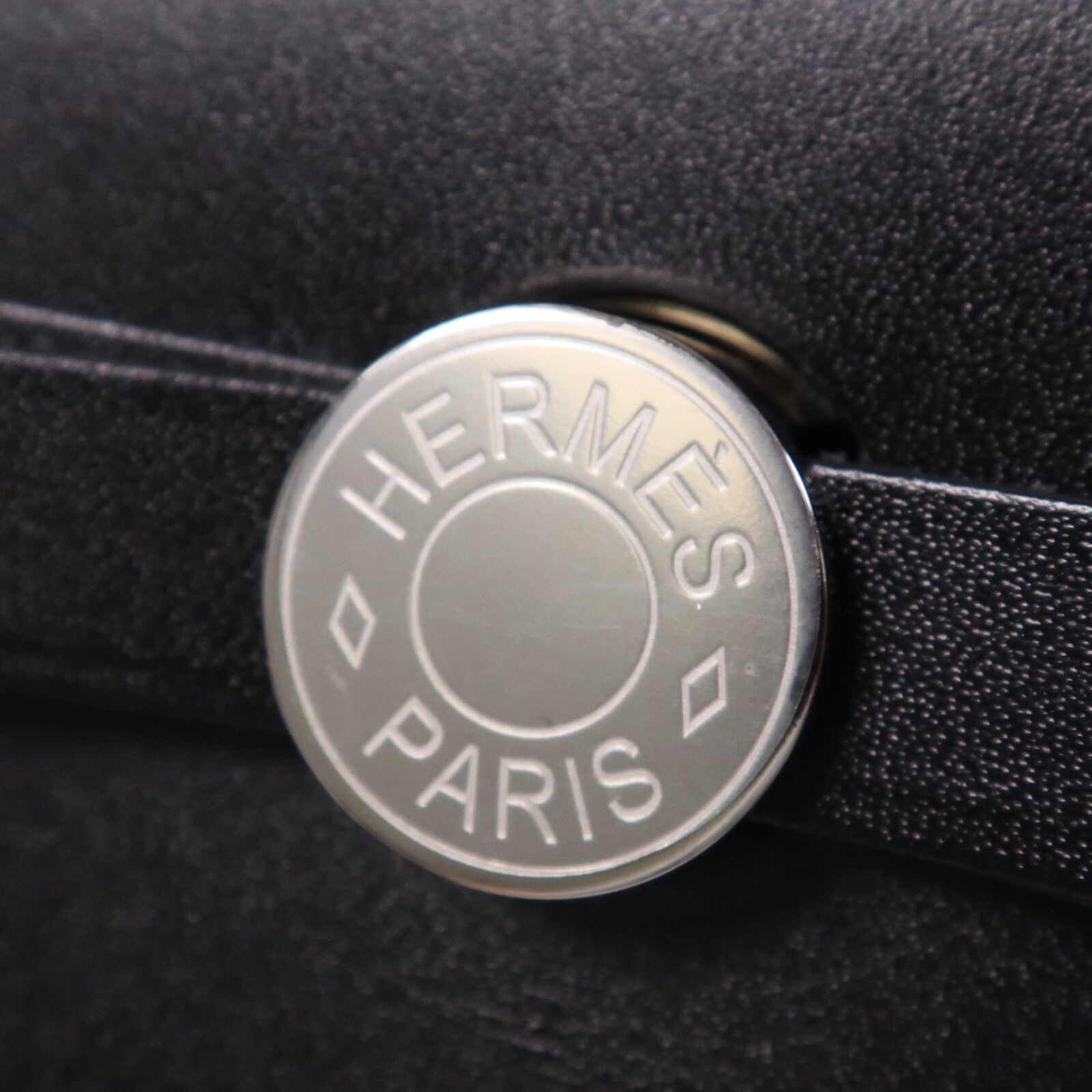 HERMES 帆布Mini Herbag銀扣肩背袋Noir