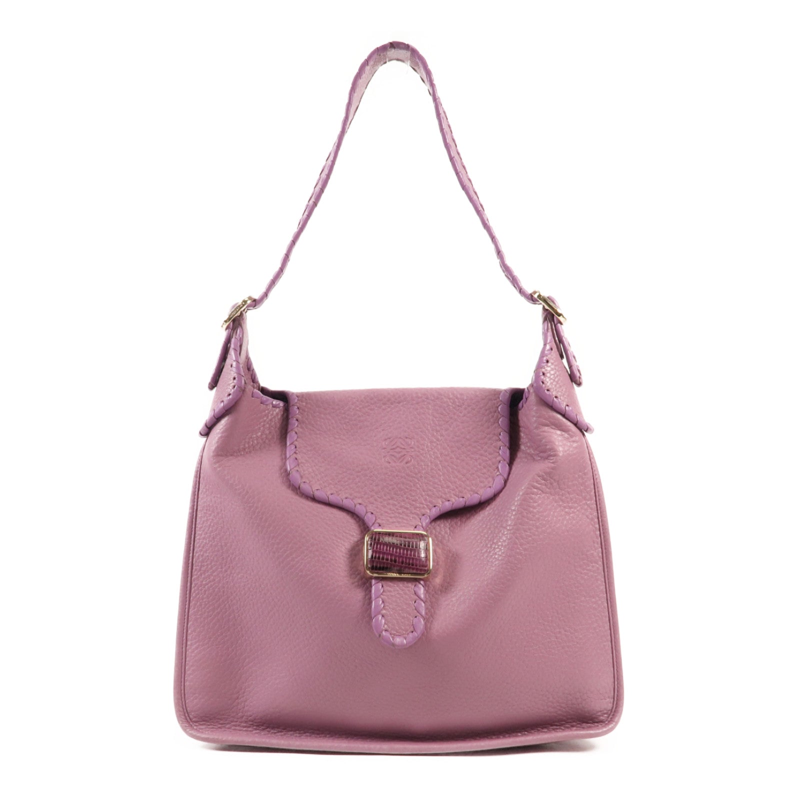 LOEWE 牛皮皮革/蜥蝪皮革Granada Bag金扣肩背袋