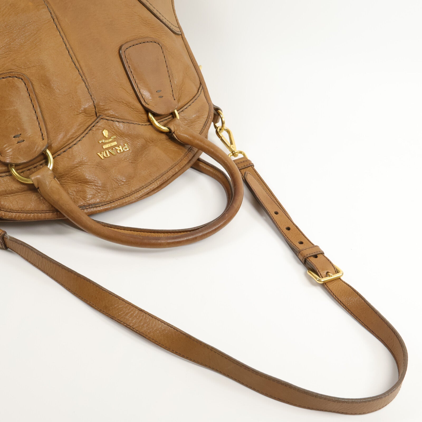 PRADA 鹿皮皮革Cervo Shine Bauletto手挽肩背兩用袋