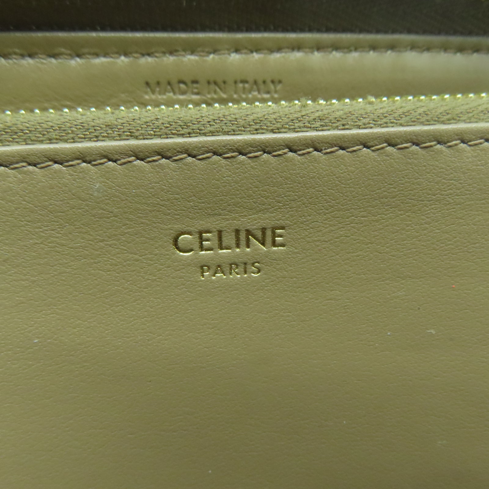 CELINE 【清倉大減價】牛皮皮革Wallet金扣長錢包米色