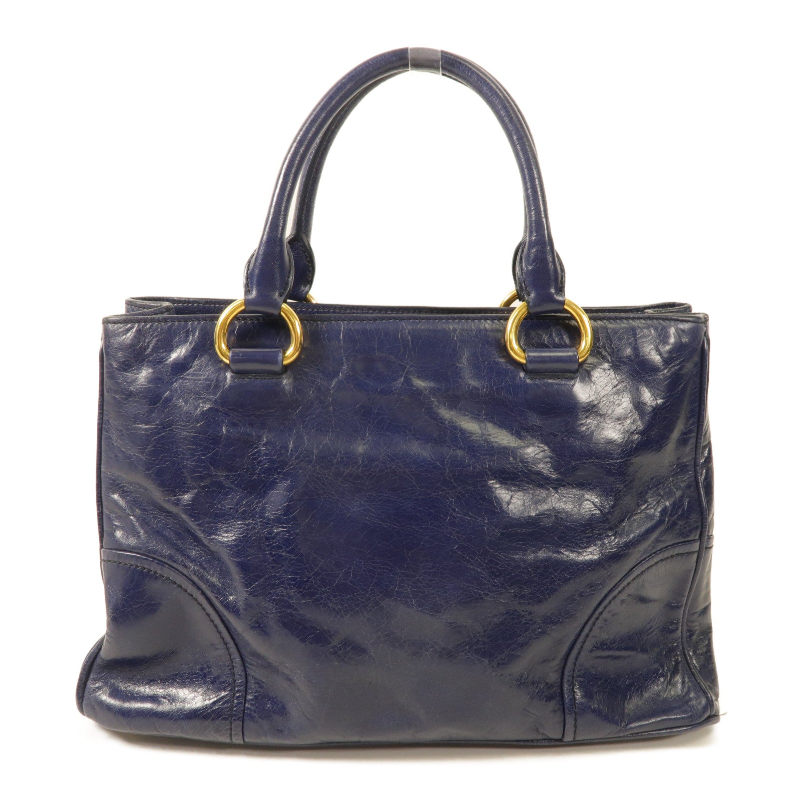 Miu Miu 牛皮皮革2 Way Bag金扣手挽肩背兩用袋藍色