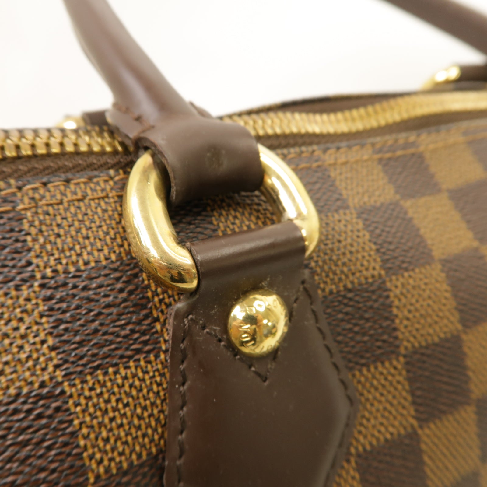 LOUIS VUITTON Damier Saleya MM金扣肩背袋棕色