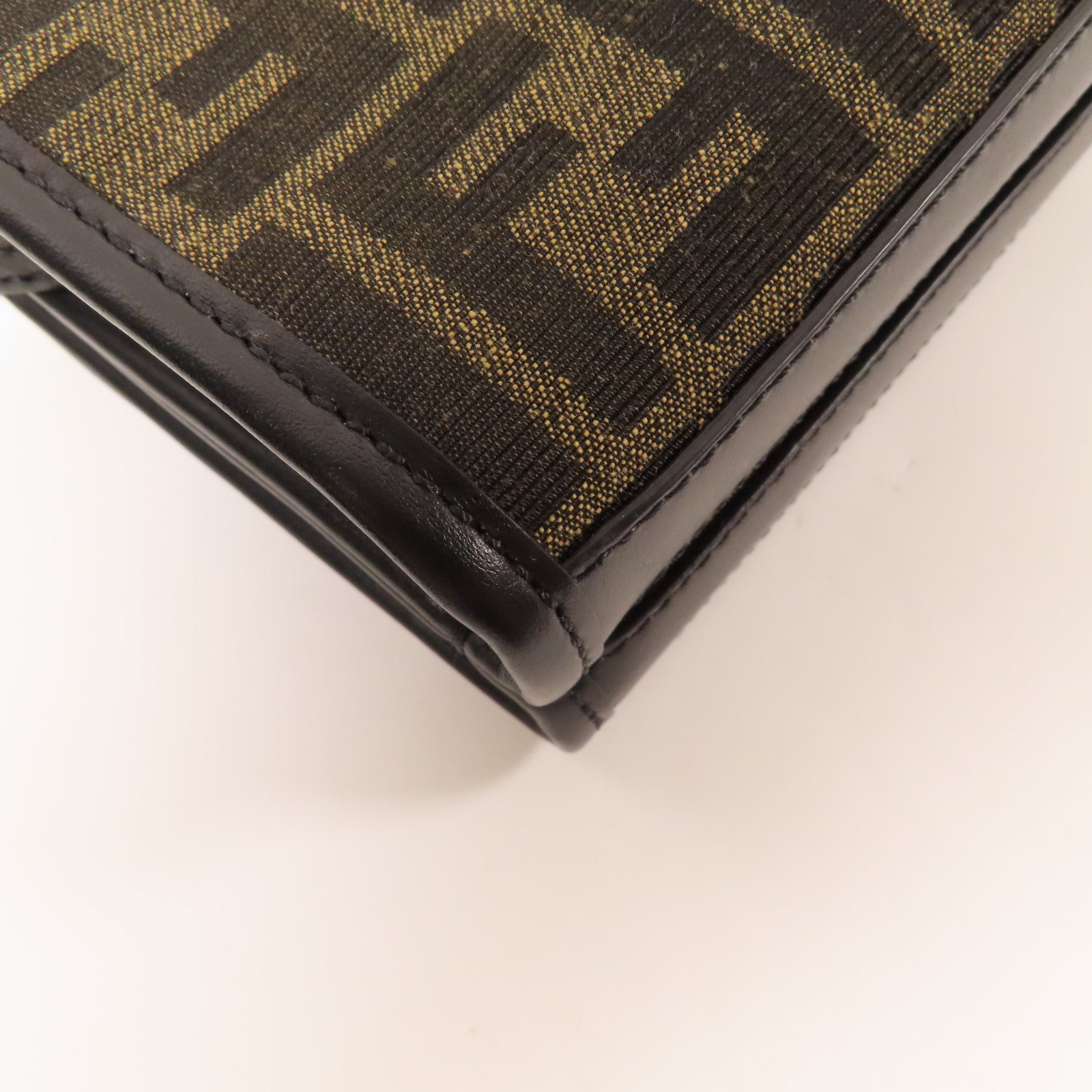 FENDI 帆布Double Baguette銀扣肩背袋棕色