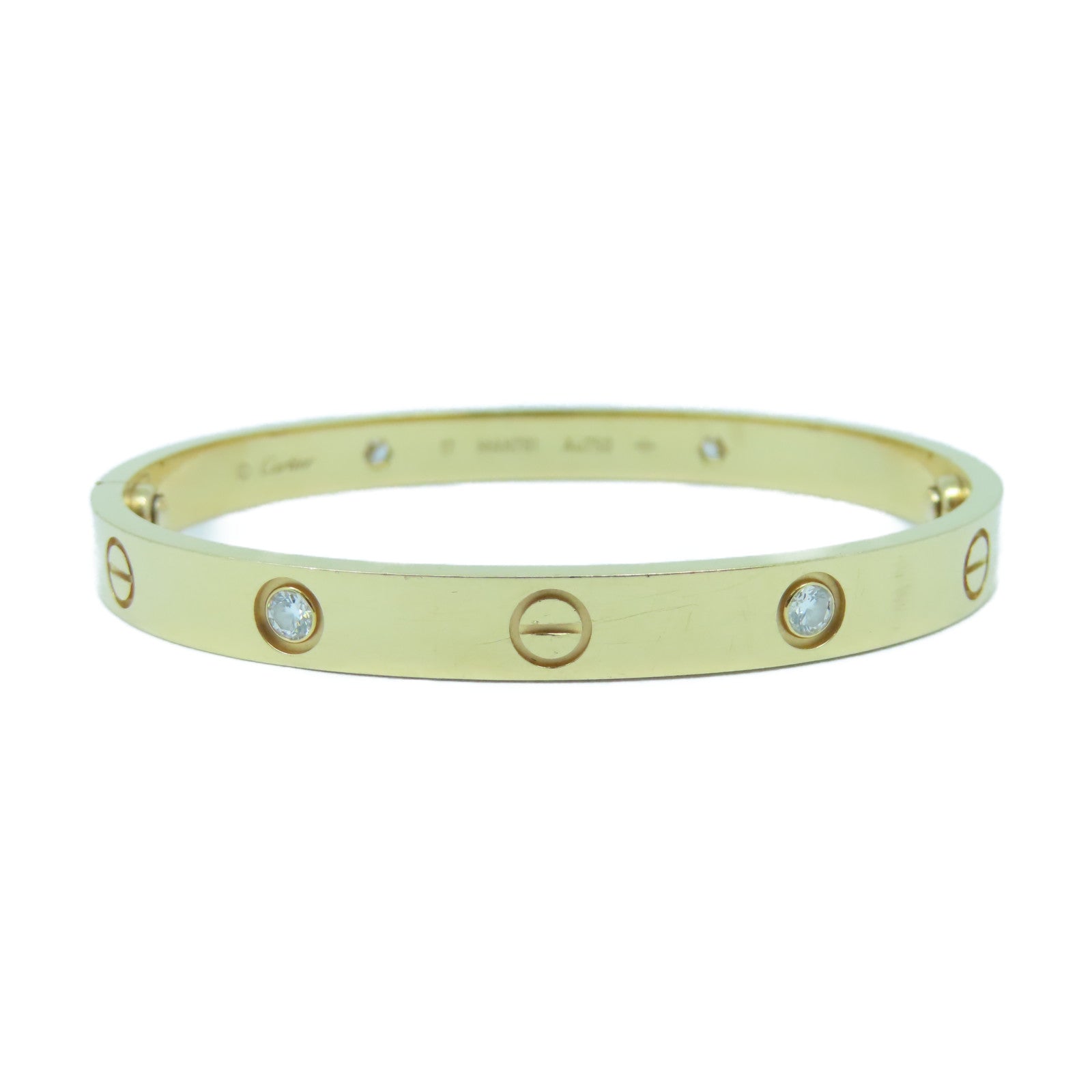 CARTIER 【激減優惠】18K玫瑰金Love Bracelet 4 Diamonds手鐲Cartier#17#16cm