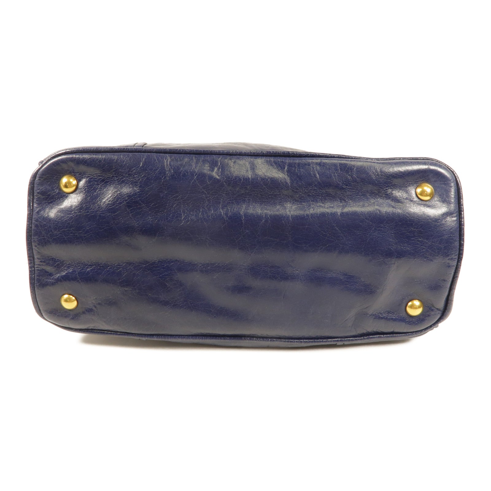 Miu Miu 牛皮皮革2 Way Bag金扣手挽肩背兩用袋藍色