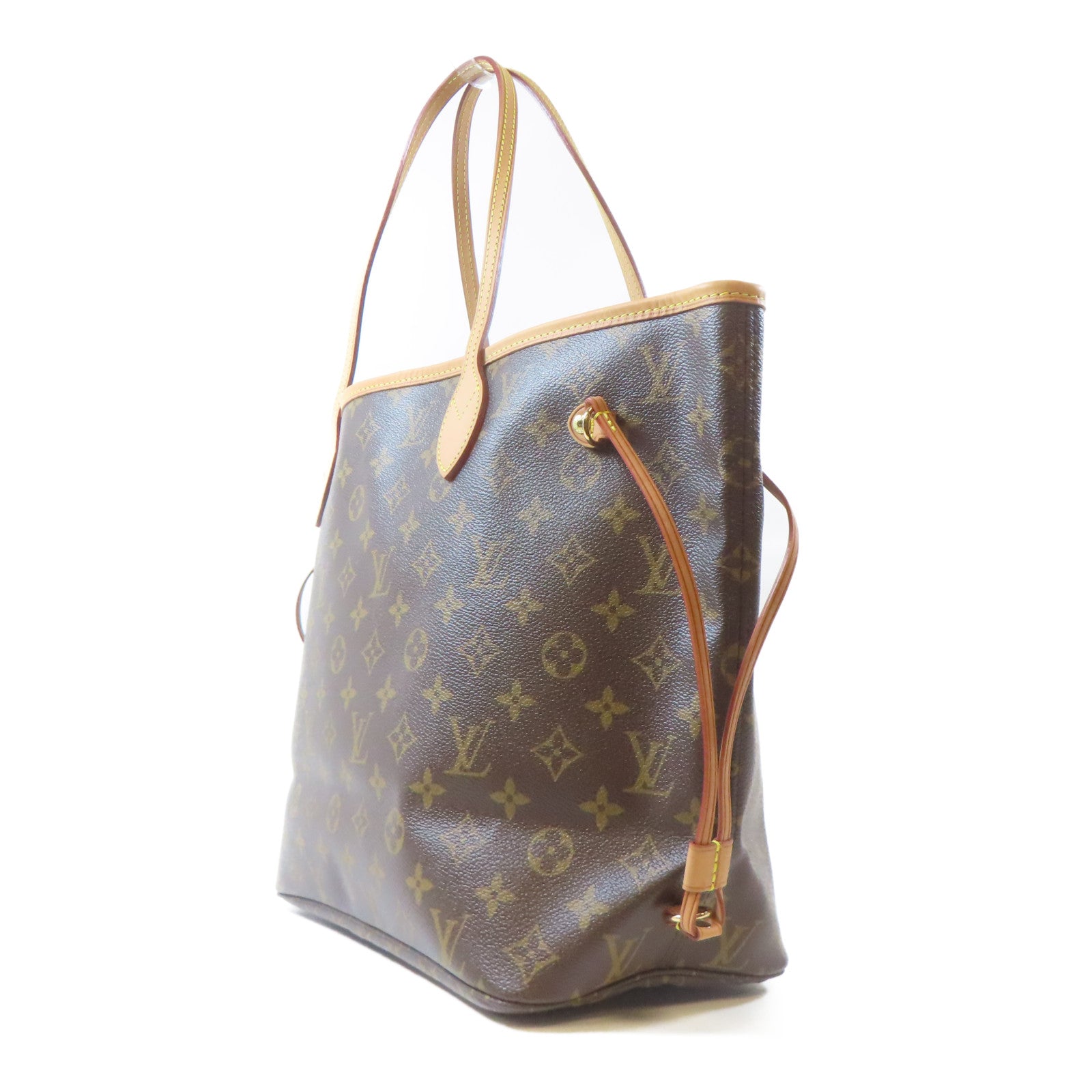 LOUIS VUITTON Monogram Neverfull MM金扣肩背袋啡色