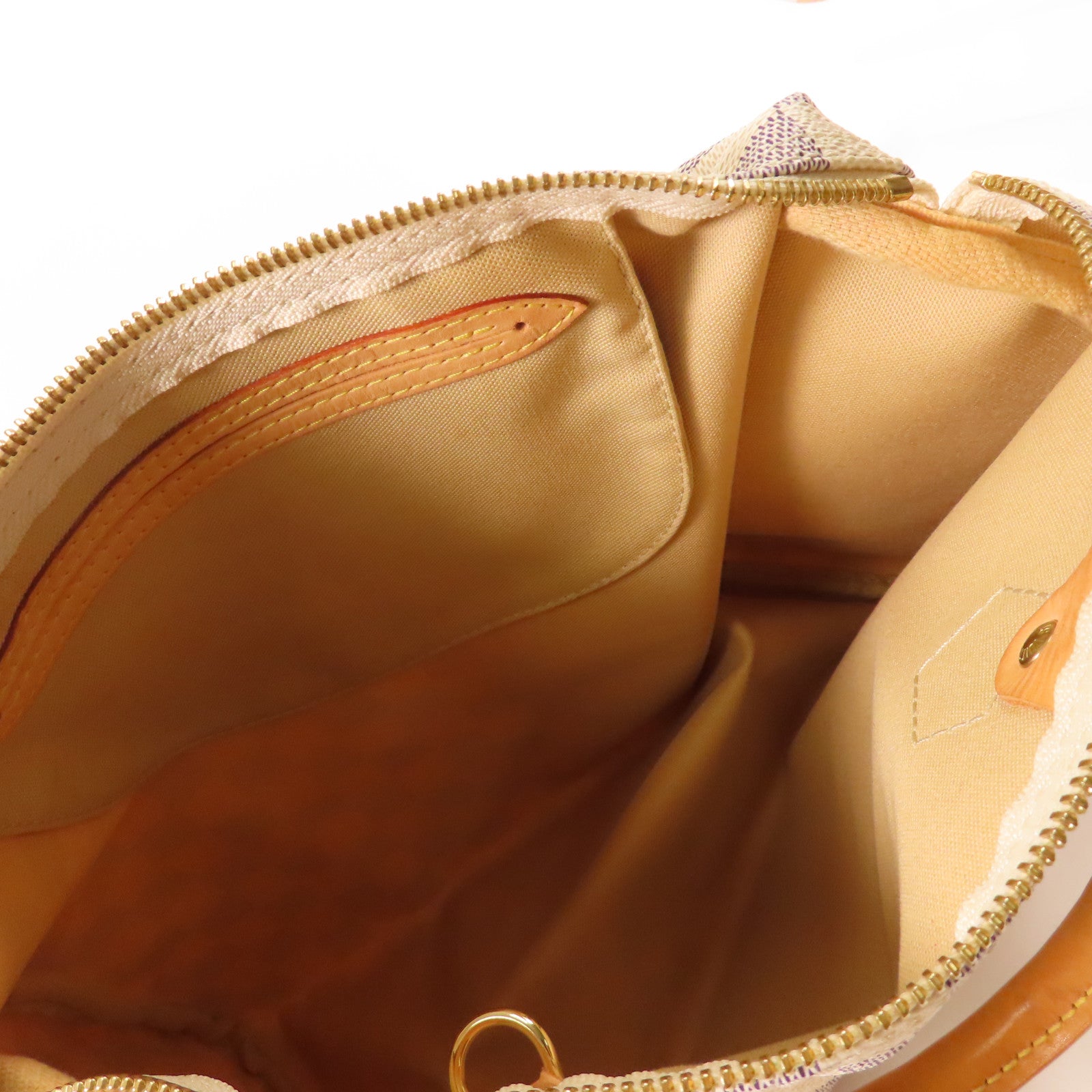 LOUIS VUITTON Damier Azur Speedy 30金扣手挽袋白色