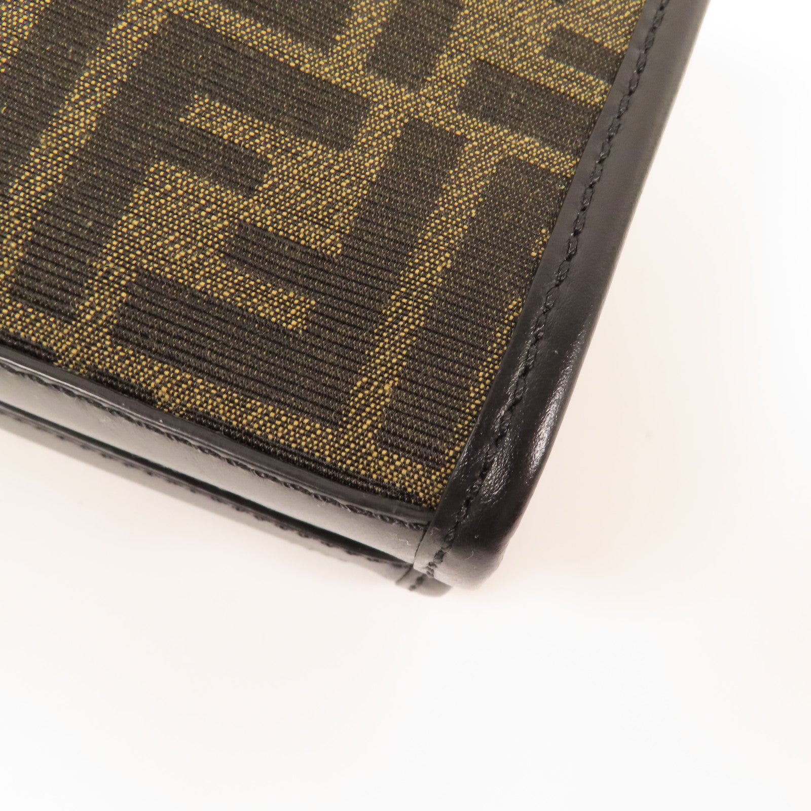 FENDI 帆布Double Baguette銀扣肩背袋棕色