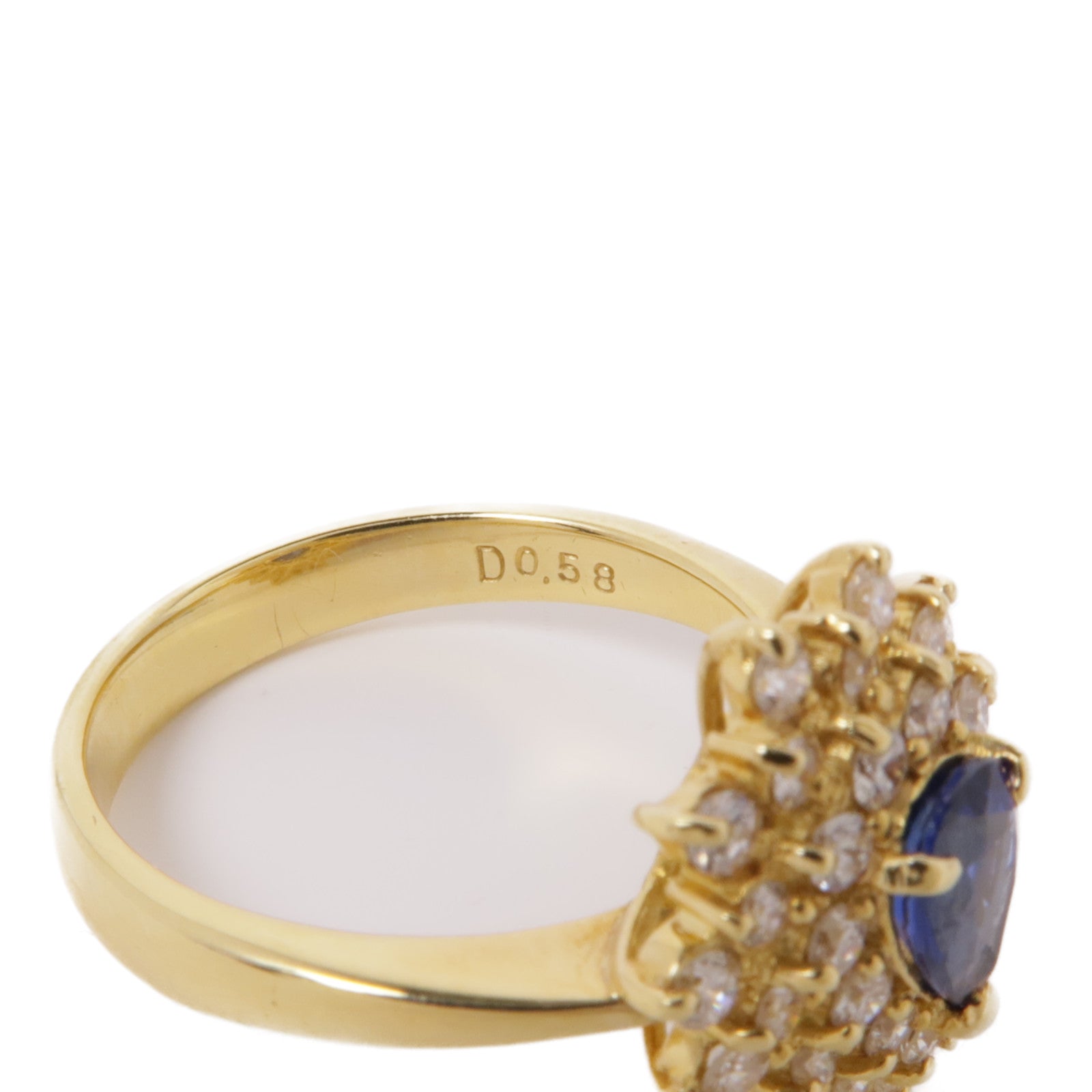 JEWELRY 【激減優惠】18K黃金Sapphire Diamond Ring藍寶石/鑽石戒指US#6