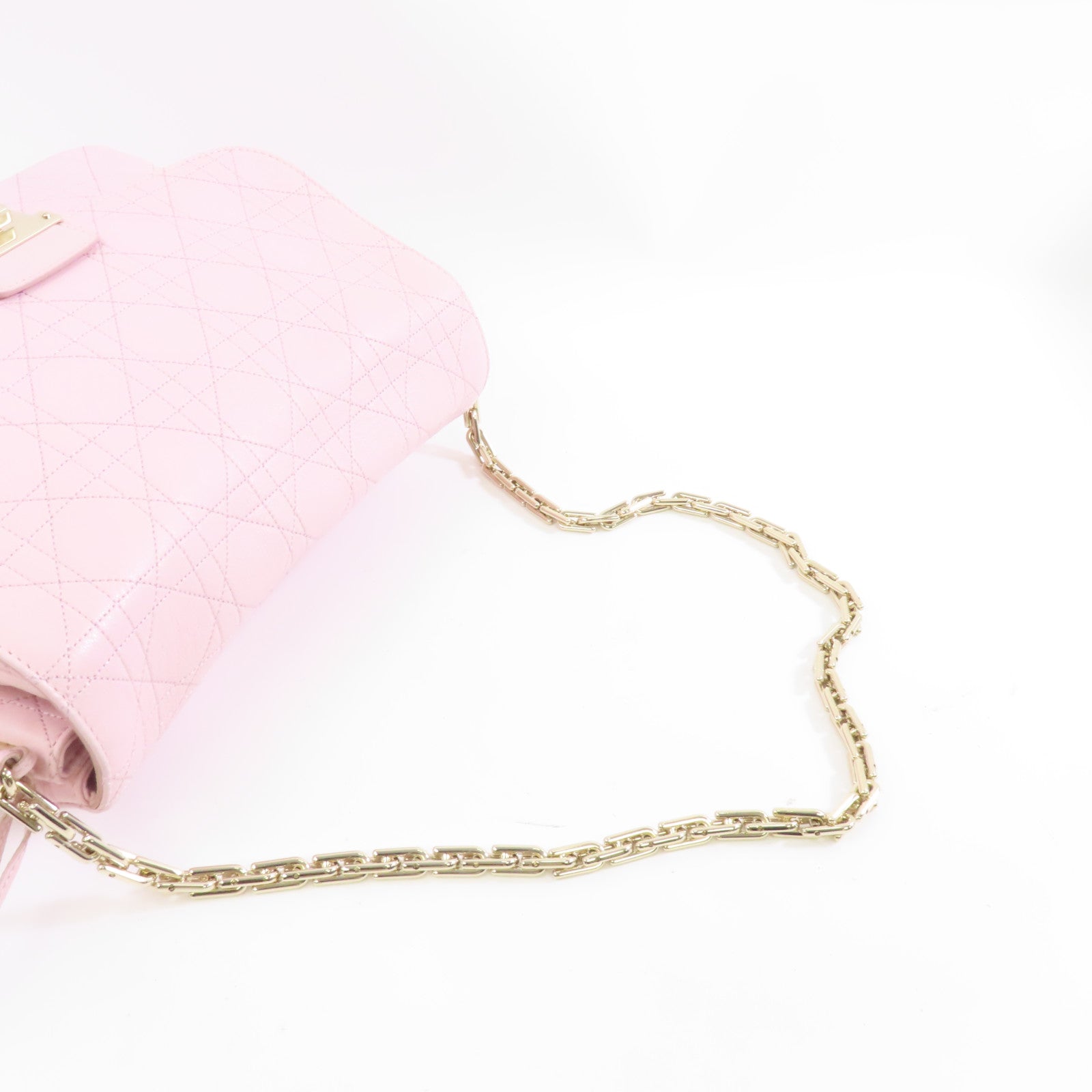Dior 牛皮皮革Chain Shoulder Bag金扣鏈帶肩背袋粉紅色