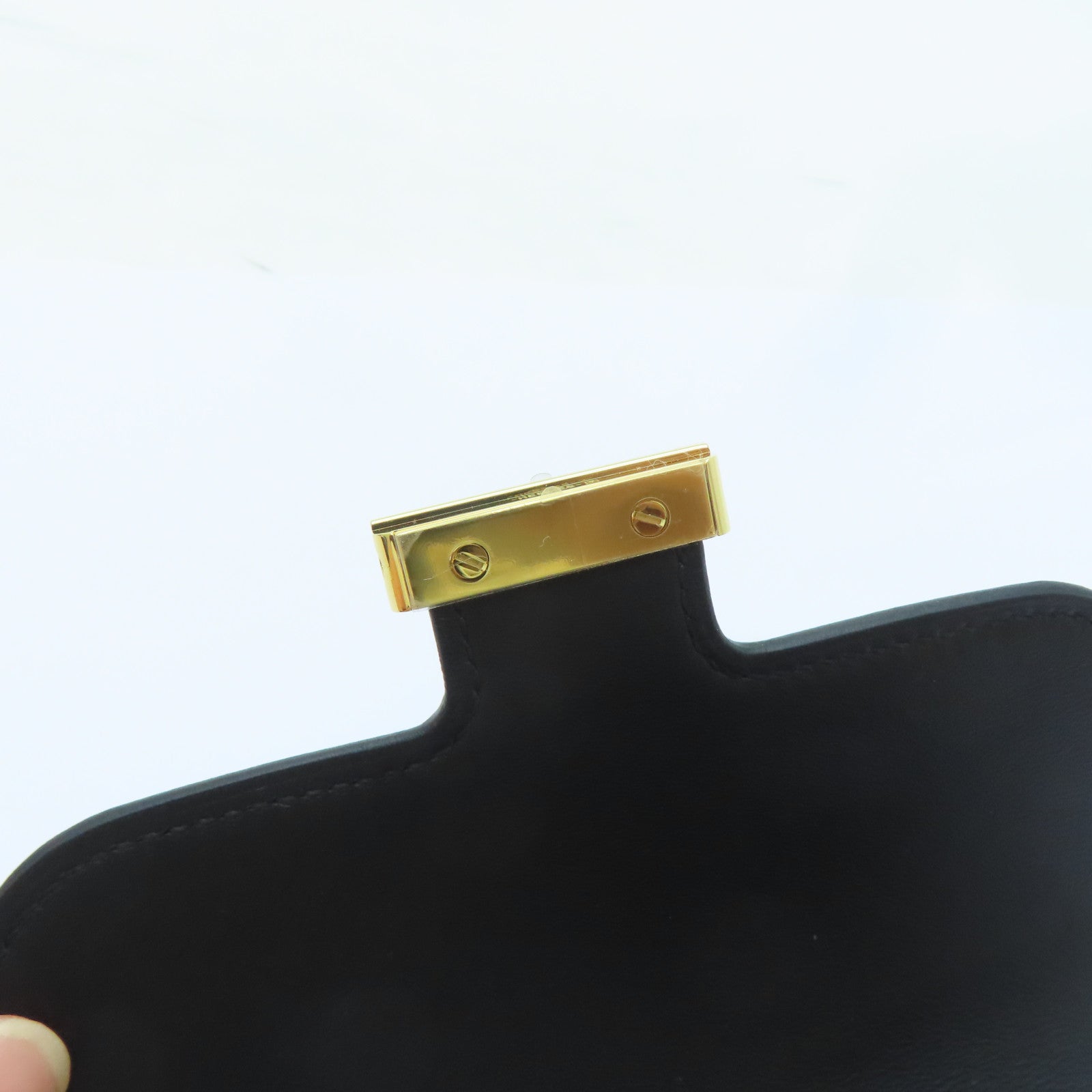 HERMES Epsom皮革Constance Slim金扣卡片套Noir黑色