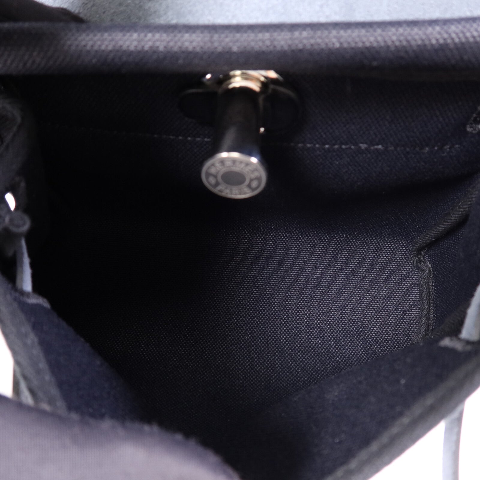 HERMES 帆布Mini Herbag銀扣肩背袋Noir
