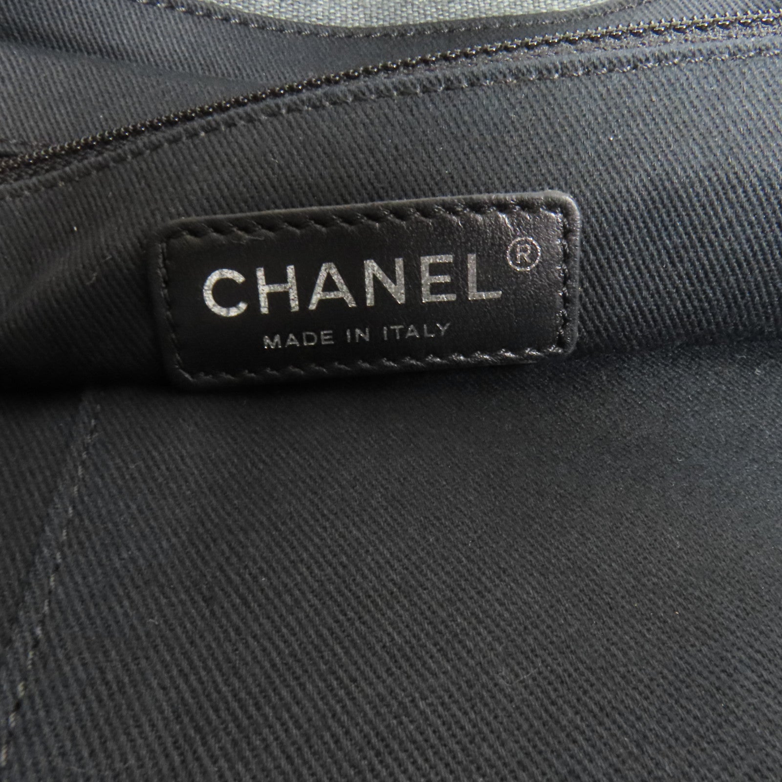 CHANEL 帆布Deauville Tote銀扣鏈帶手挽肩背兩用袋