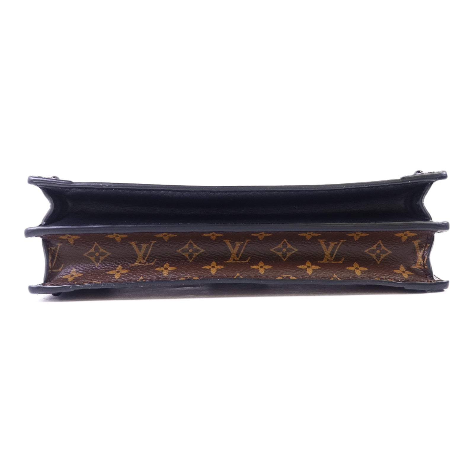 LOUIS VUITTON 【激減優惠】Monogram Reverse Trunk Clutch金扣肩背袋棕色
