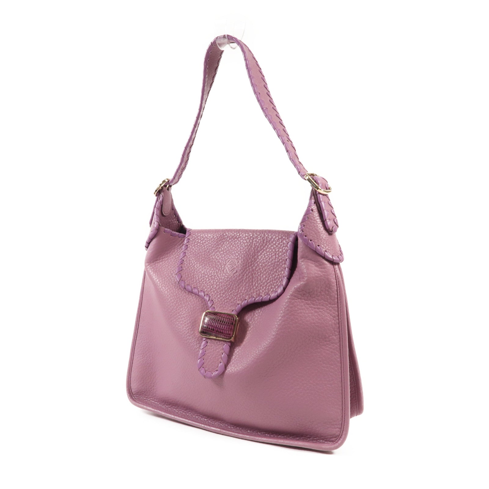 LOEWE 牛皮皮革/蜥蝪皮革Granada Bag金扣肩背袋