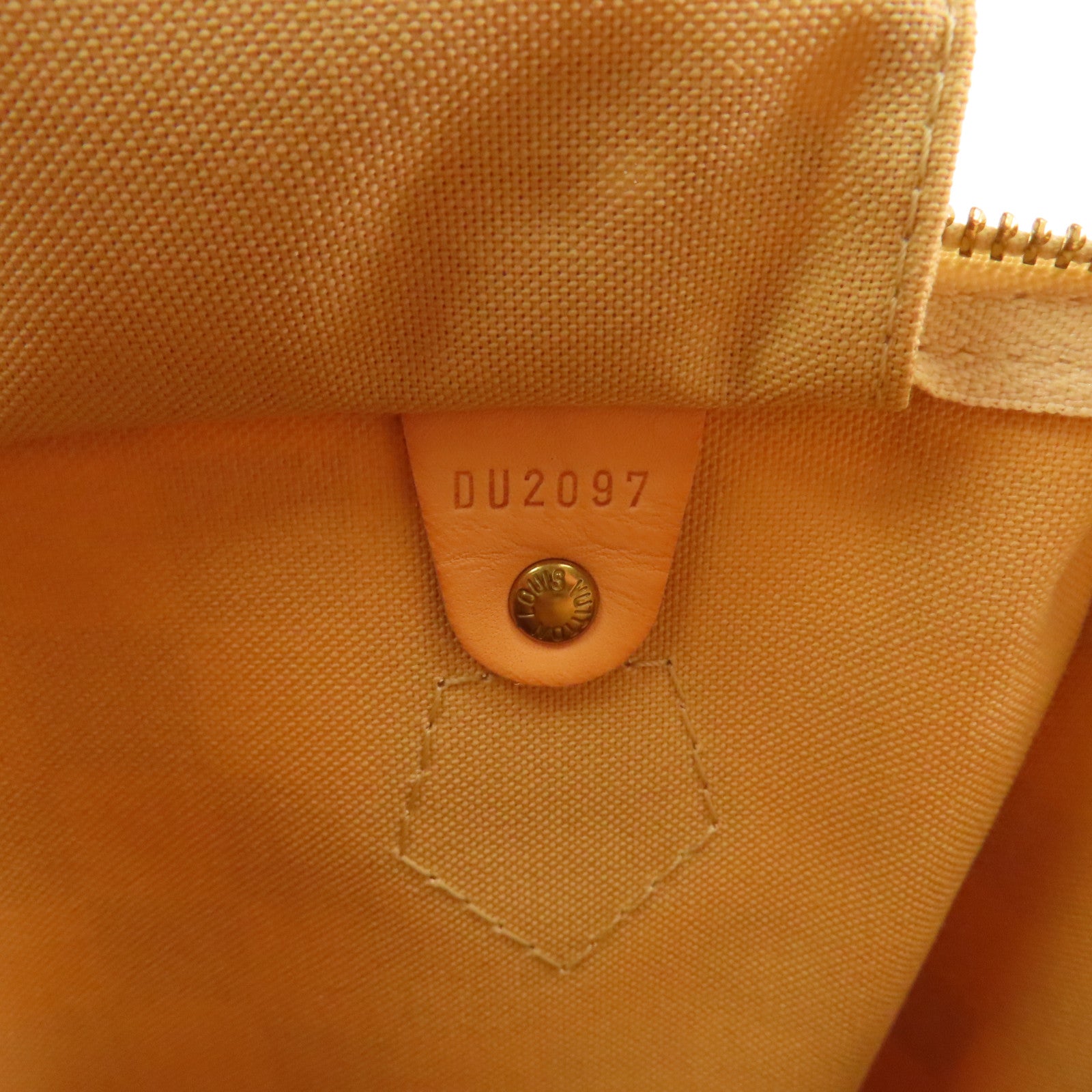 LOUIS VUITTON Damier Azur Speedy 30金扣手挽袋白色