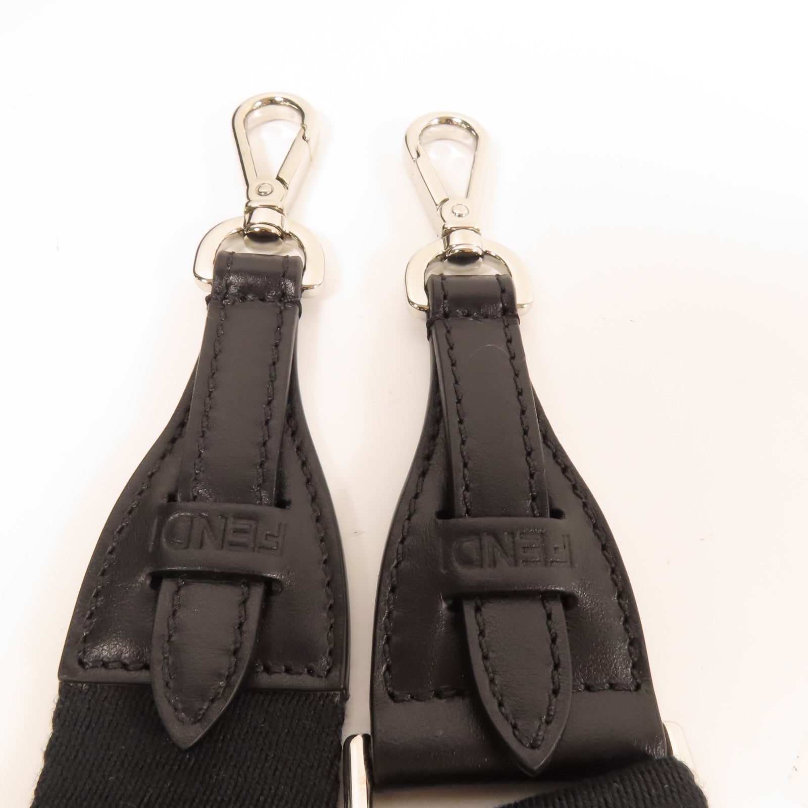 FENDI 帆布Double Baguette銀扣肩背袋棕色