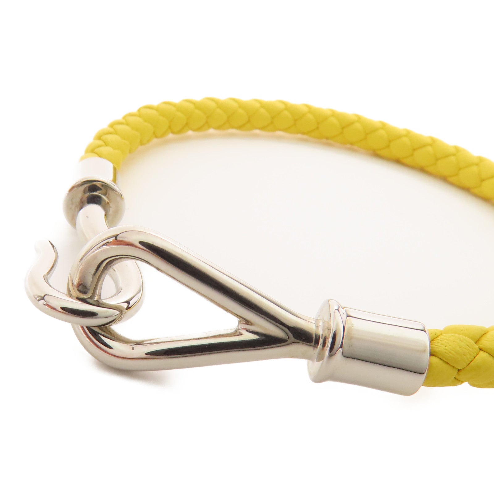 HERMES 【萬聖節商品】Swift皮革Jumbo H銀扣手鐲Jaune De Naples