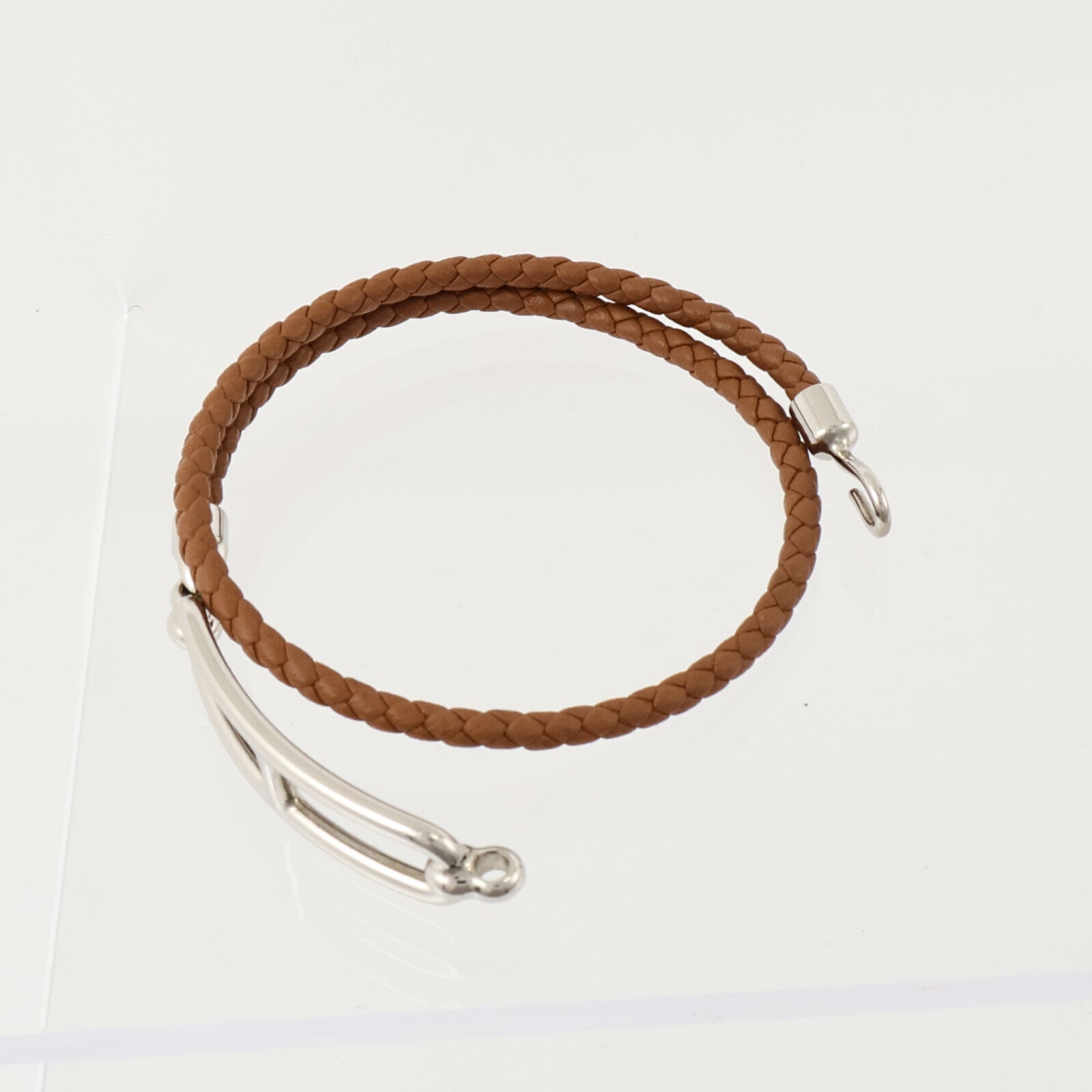 HERMES Swift皮革/金屬Roulis Double Tour手鏈Gold