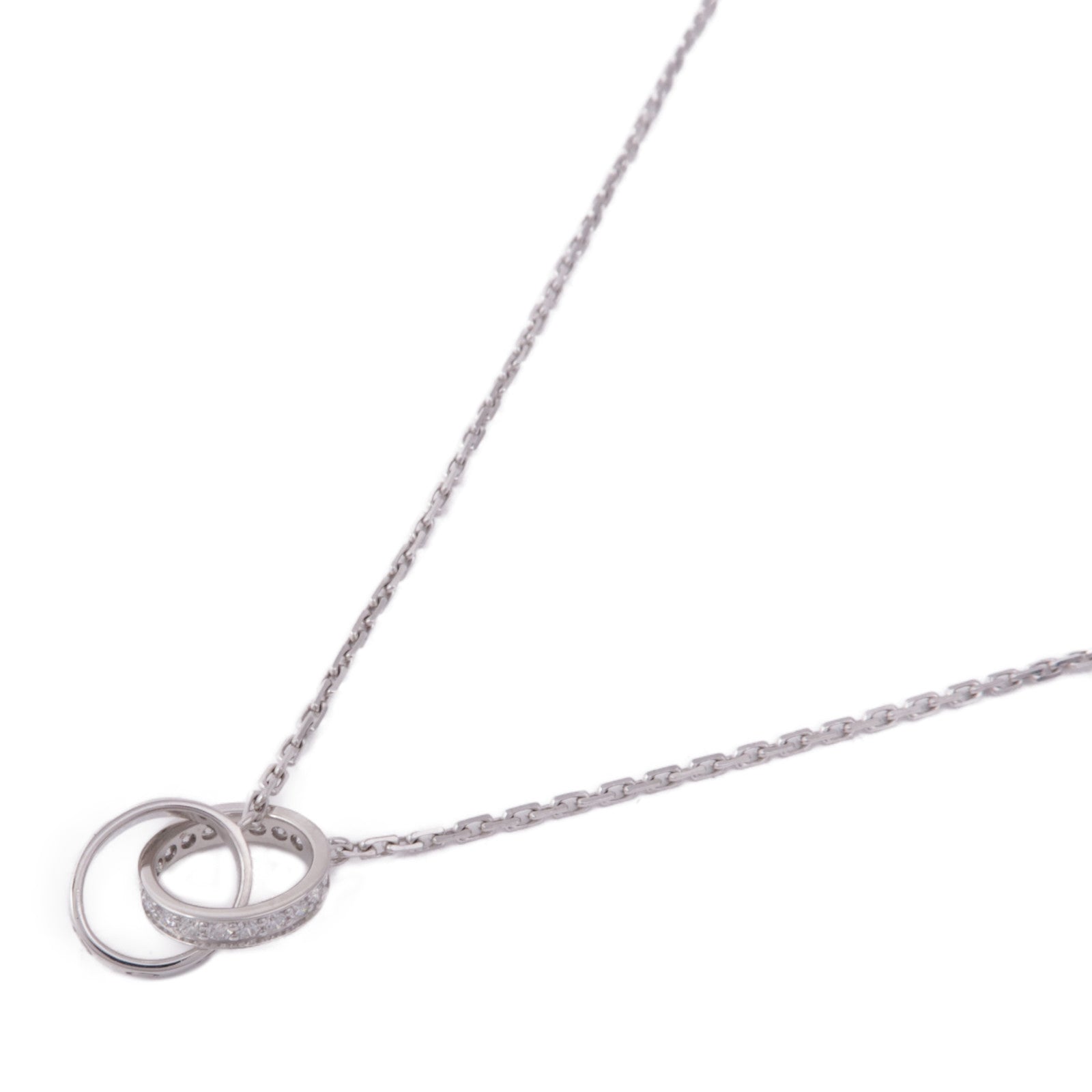 CARTIER 18K白金Love Necklace Semi Paved鑽石項鍊