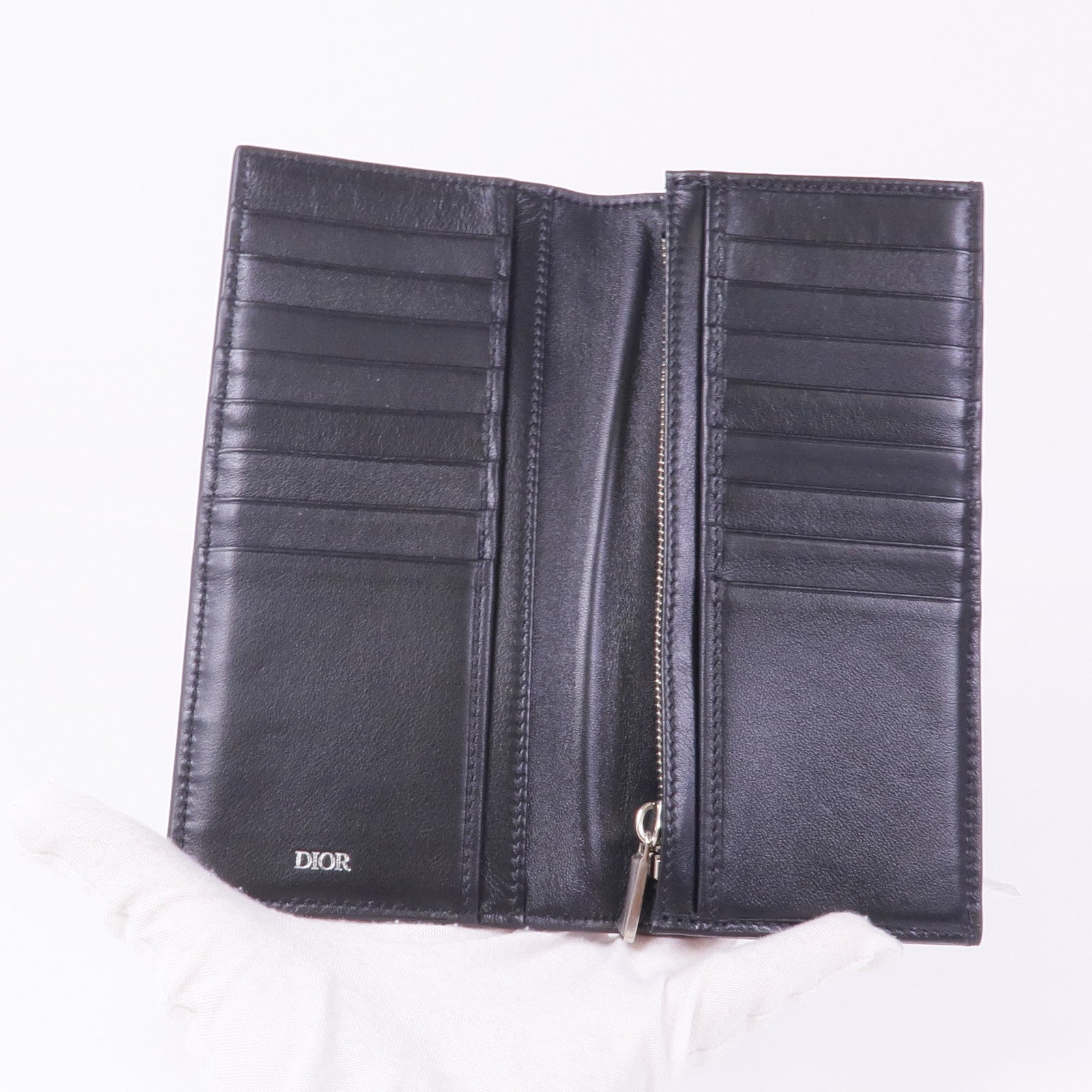 Dior 牛皮皮革Long Wallet銀扣長錢包