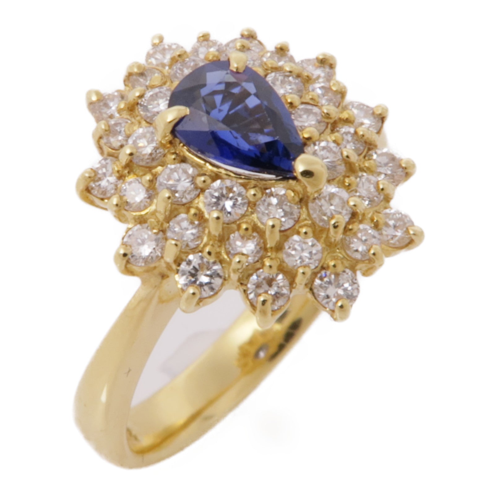JEWELRY 【激減優惠】18K黃金Sapphire Diamond Ring藍寶石/鑽石戒指US#6