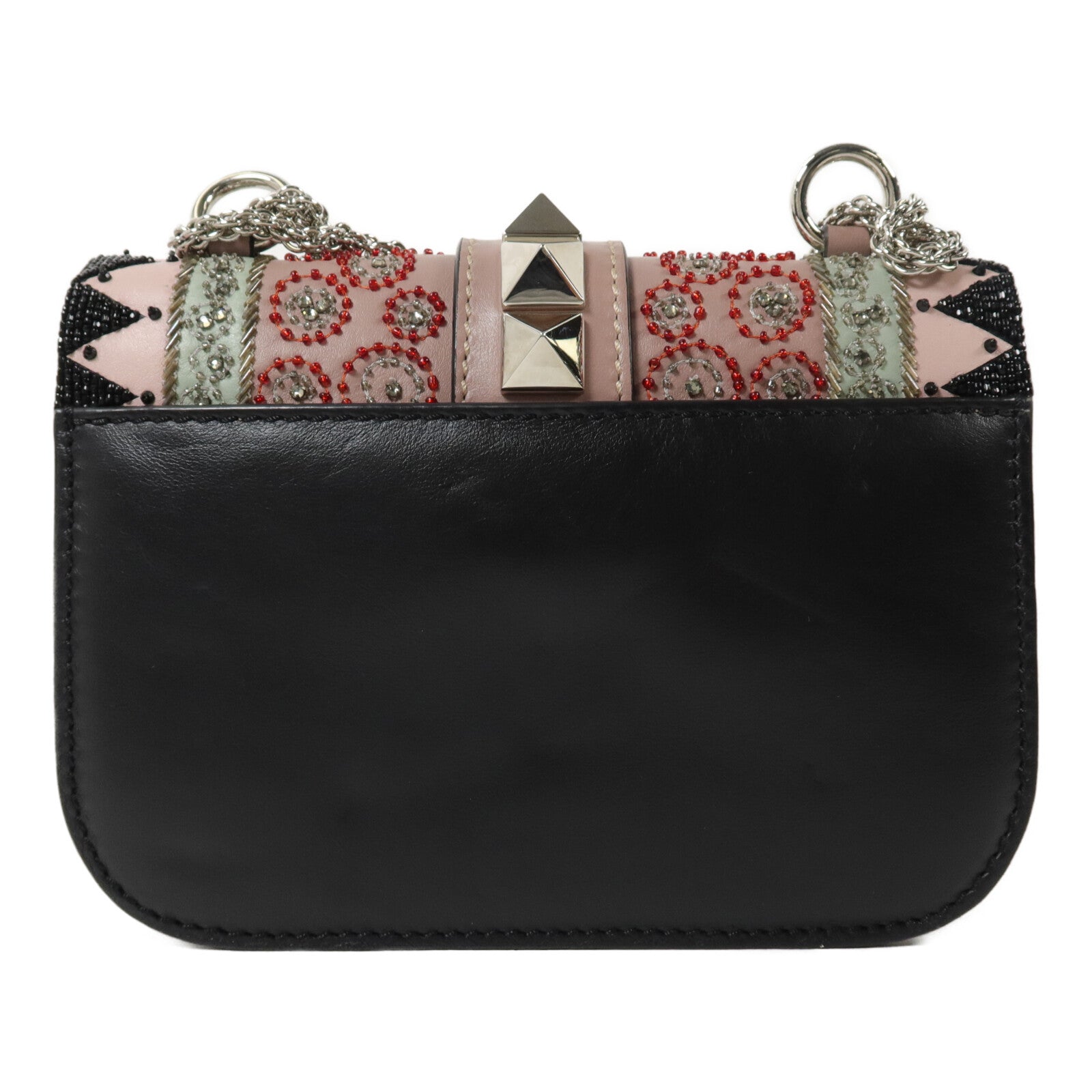 Valentino 牛皮皮革Rockstud Glam Lock Flap Bag鏈帶肩背袋