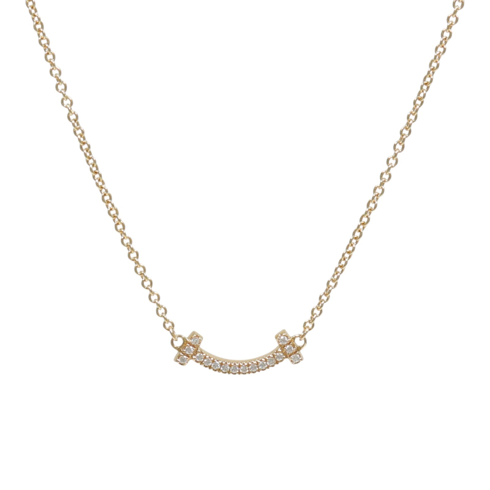TIFFANY＆CO 18K玫瑰金T Smile Diamond Necklace項鍊