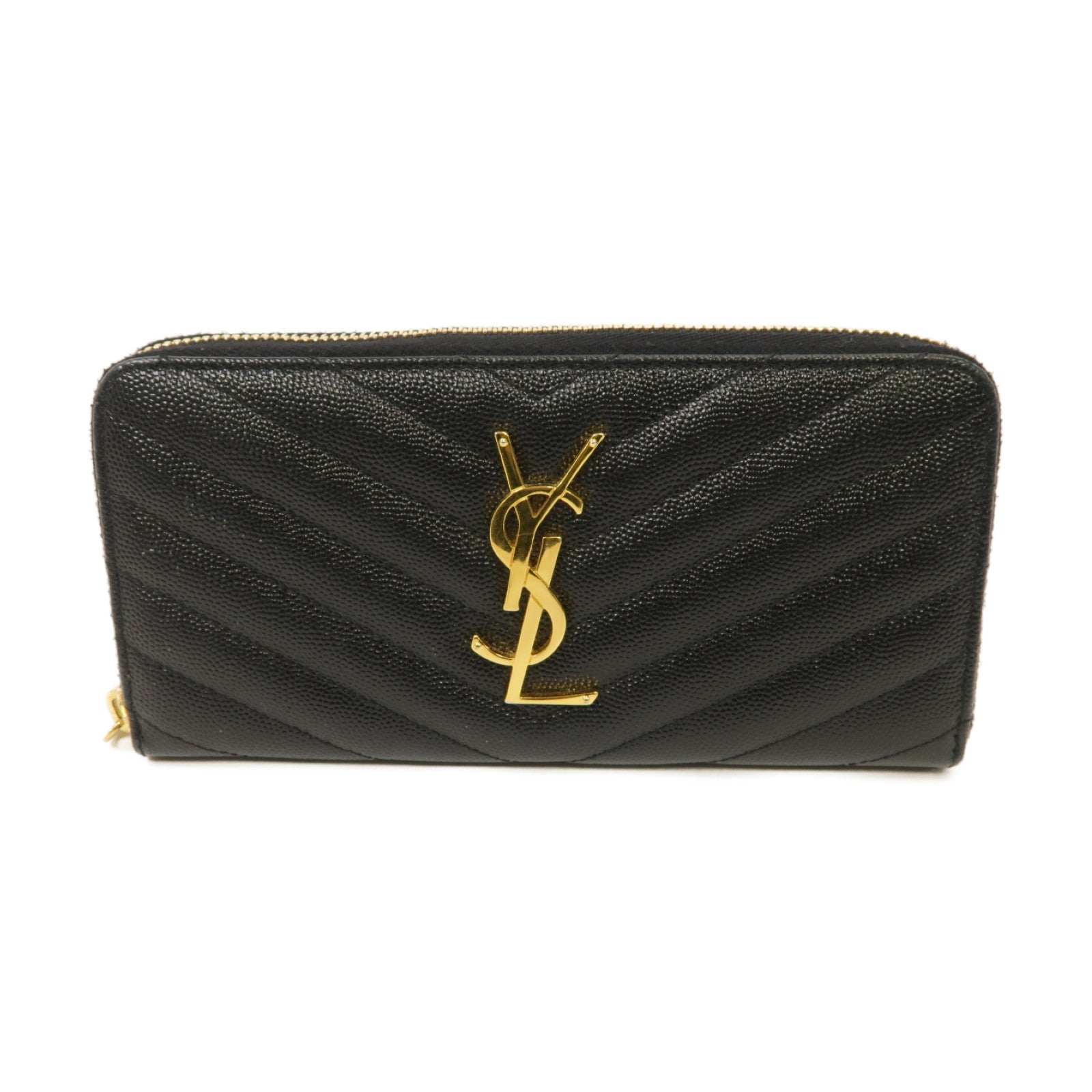 SAINT LAURENT 牛皮皮革Long Wallet金扣長錢包黑色