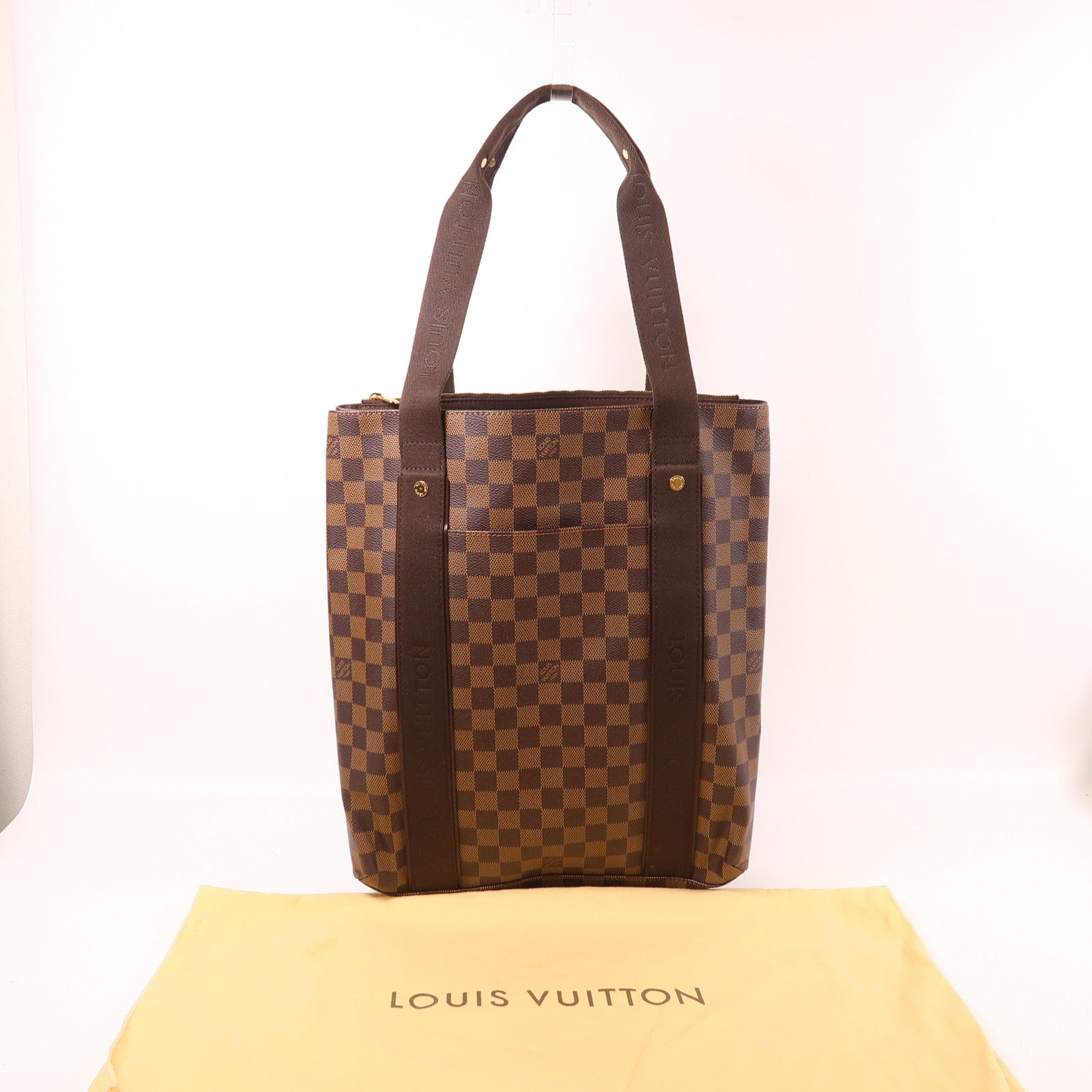 LOUIS VUITTON Damier Beaubourg金扣肩背袋棕色