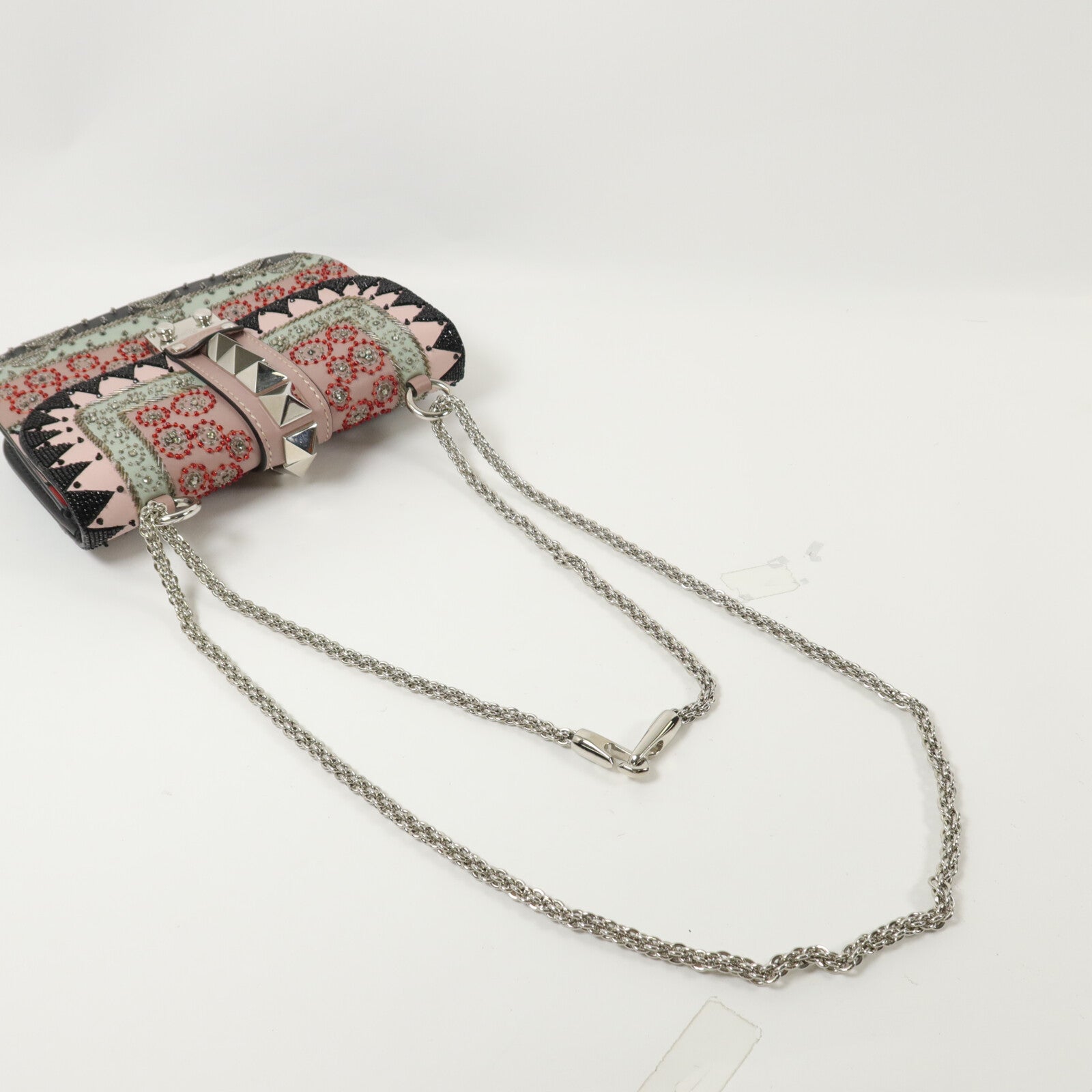 Valentino 牛皮皮革Rockstud Glam Lock Flap Bag鏈帶肩背袋