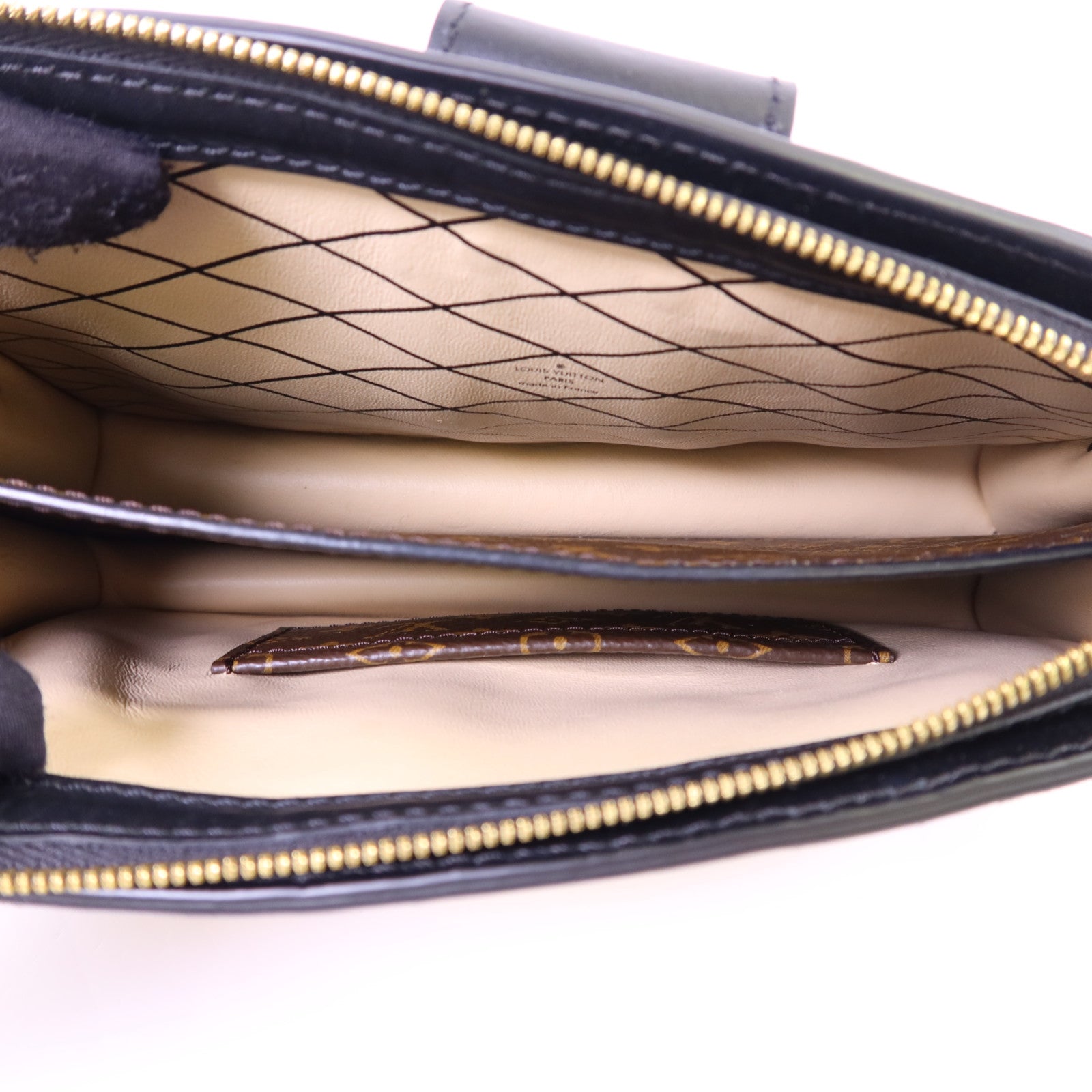 LOUIS VUITTON 【激減優惠】Monogram Reverse Trunk Clutch金扣肩背袋棕色
