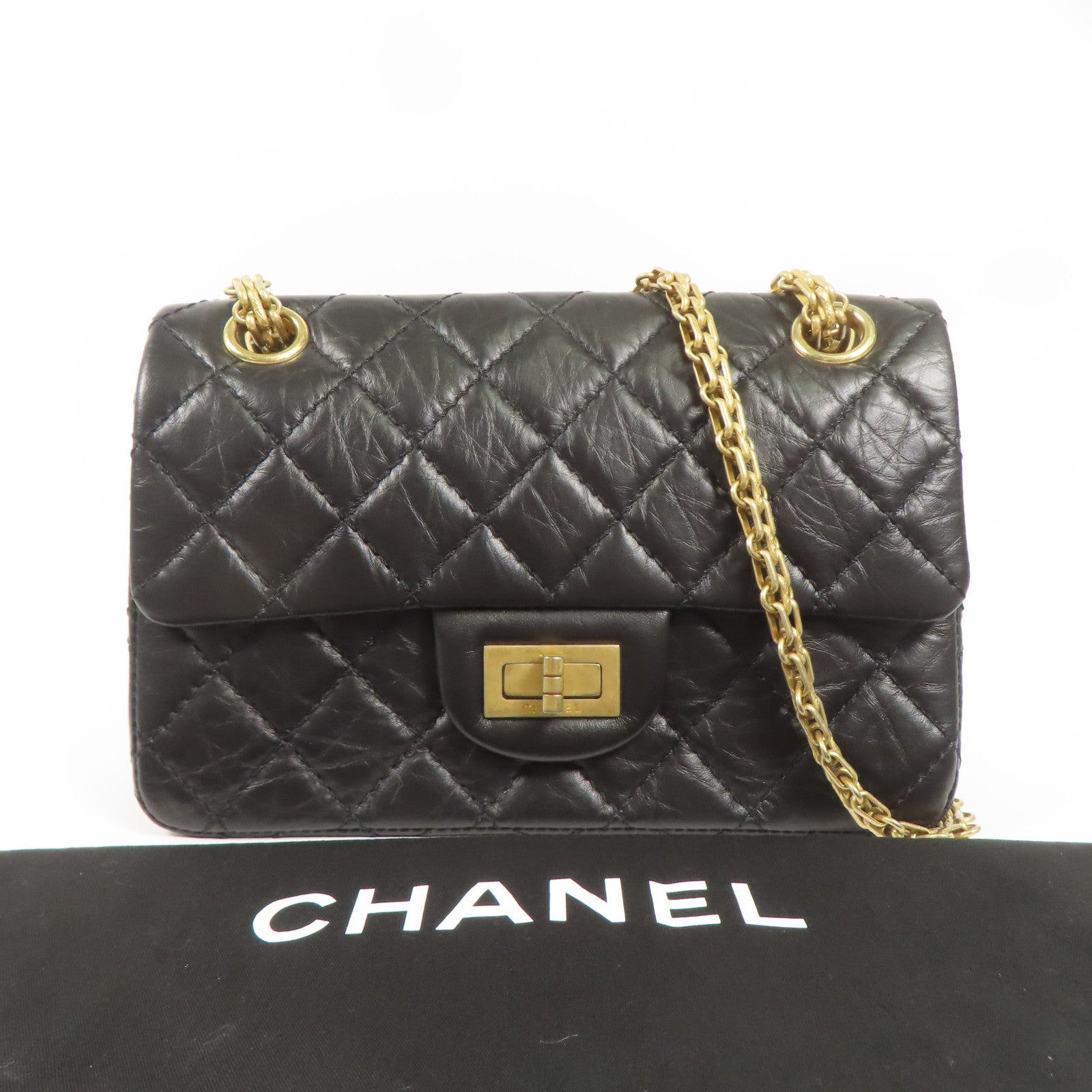 CHANEL 牛皮皮革2.55 Mini金扣鏈帶肩背袋